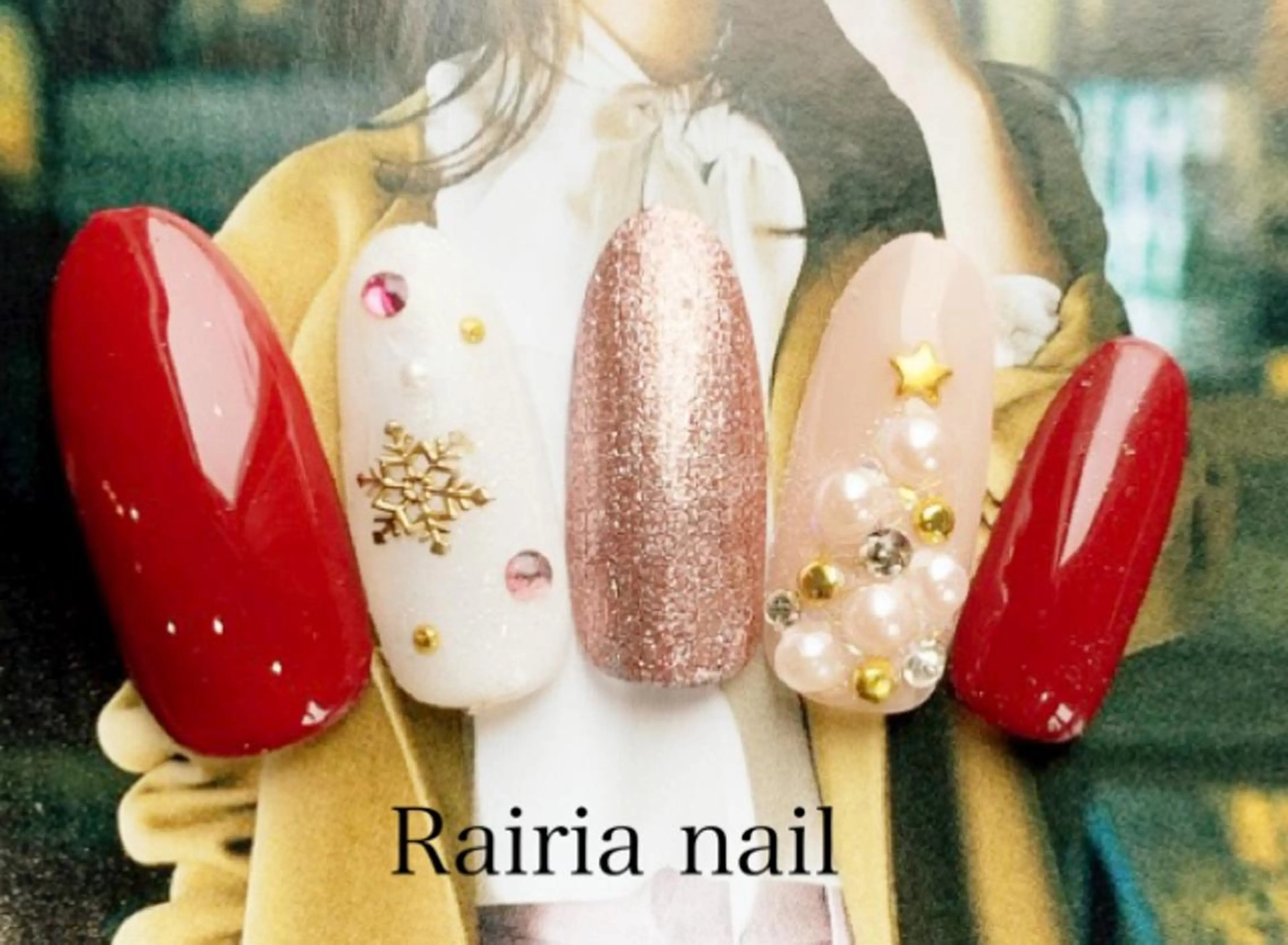 ネイル アートネイル ジェルネイル パラジェル 冬ネイル Rairia nail本八幡店のネイルデザイン