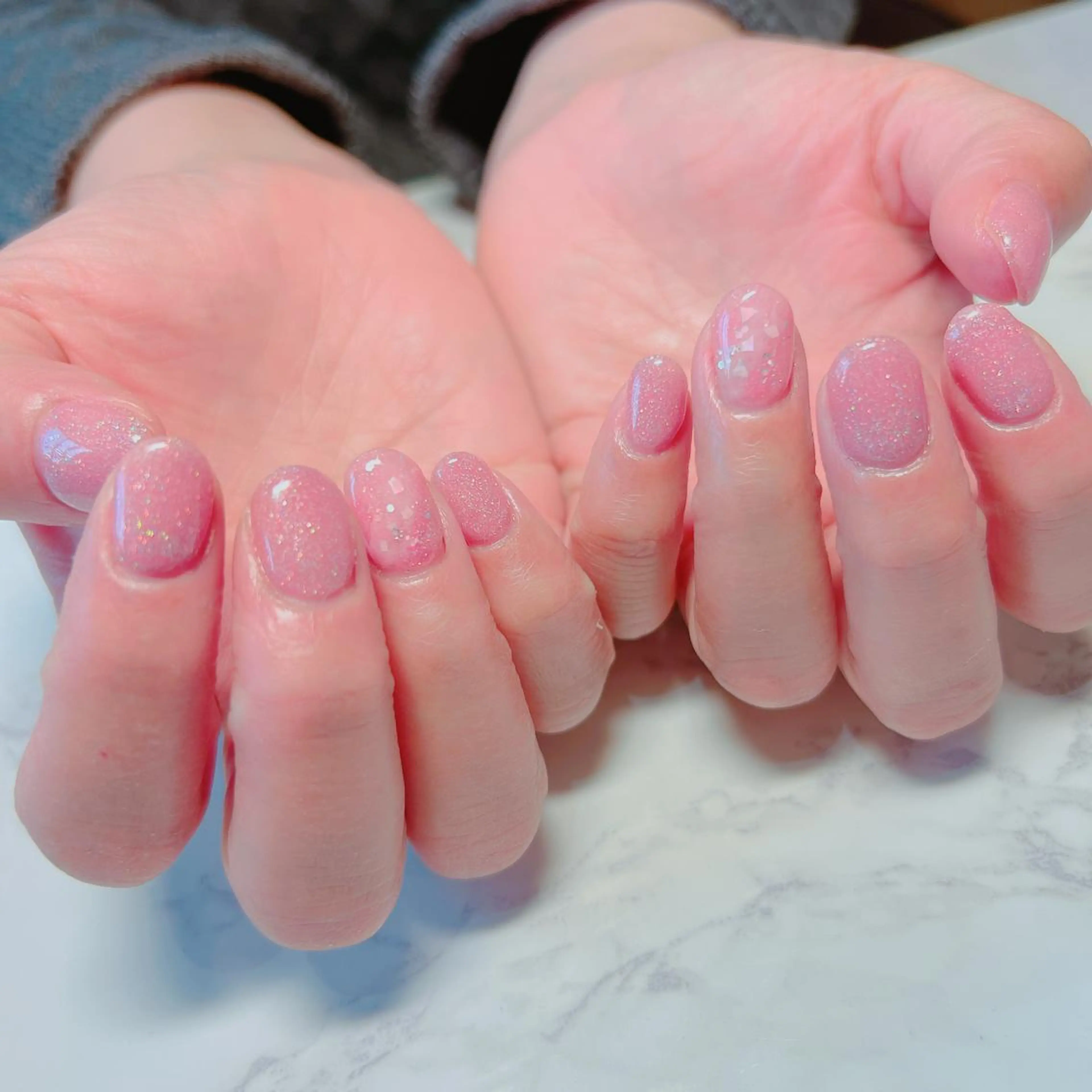 ネイル ラメ(グリッター) ピンク ハンドネイル たきぐち みちこのネイルデザイン