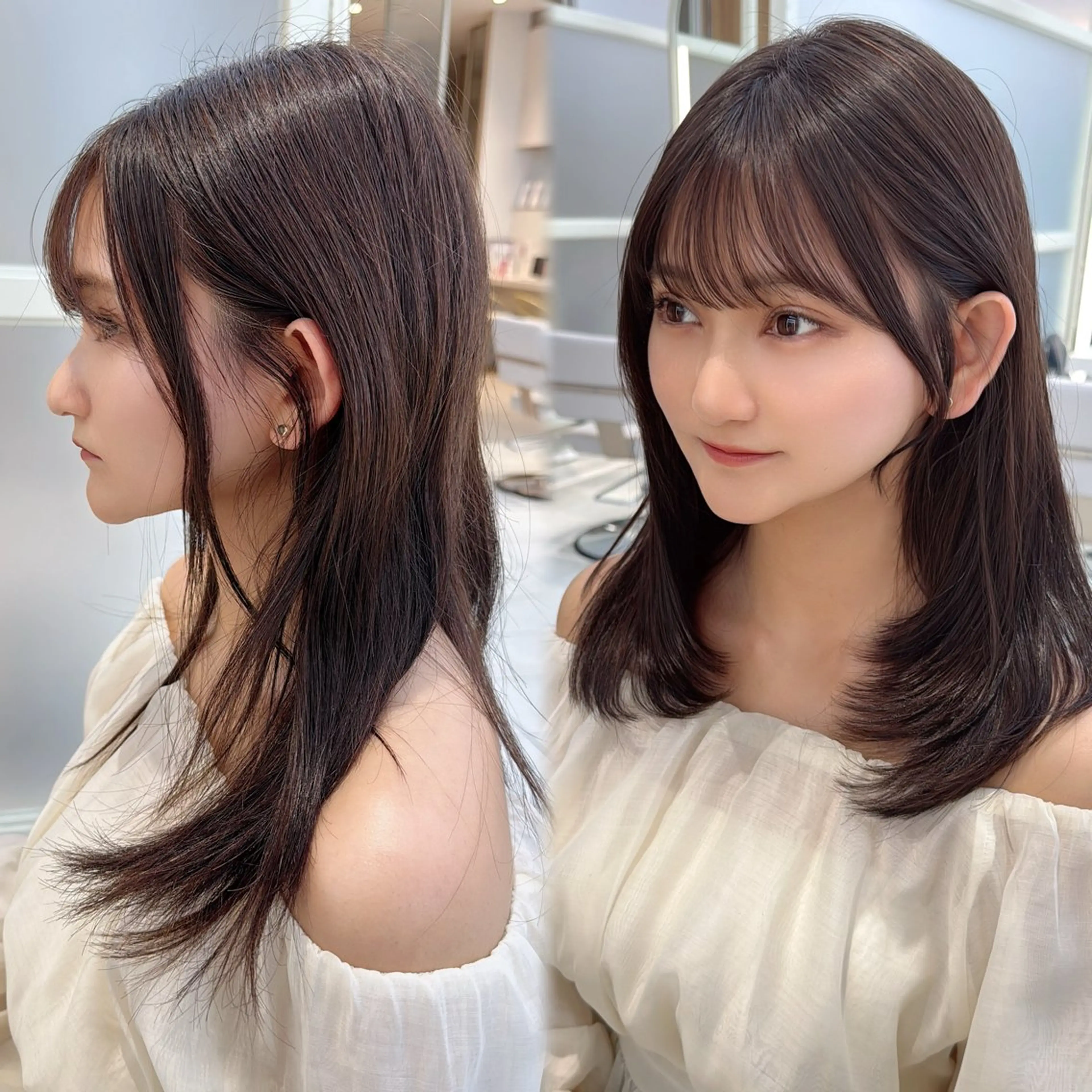 ミディアム レイヤーカット/ 顔まわり/アオイのヘアスタイル