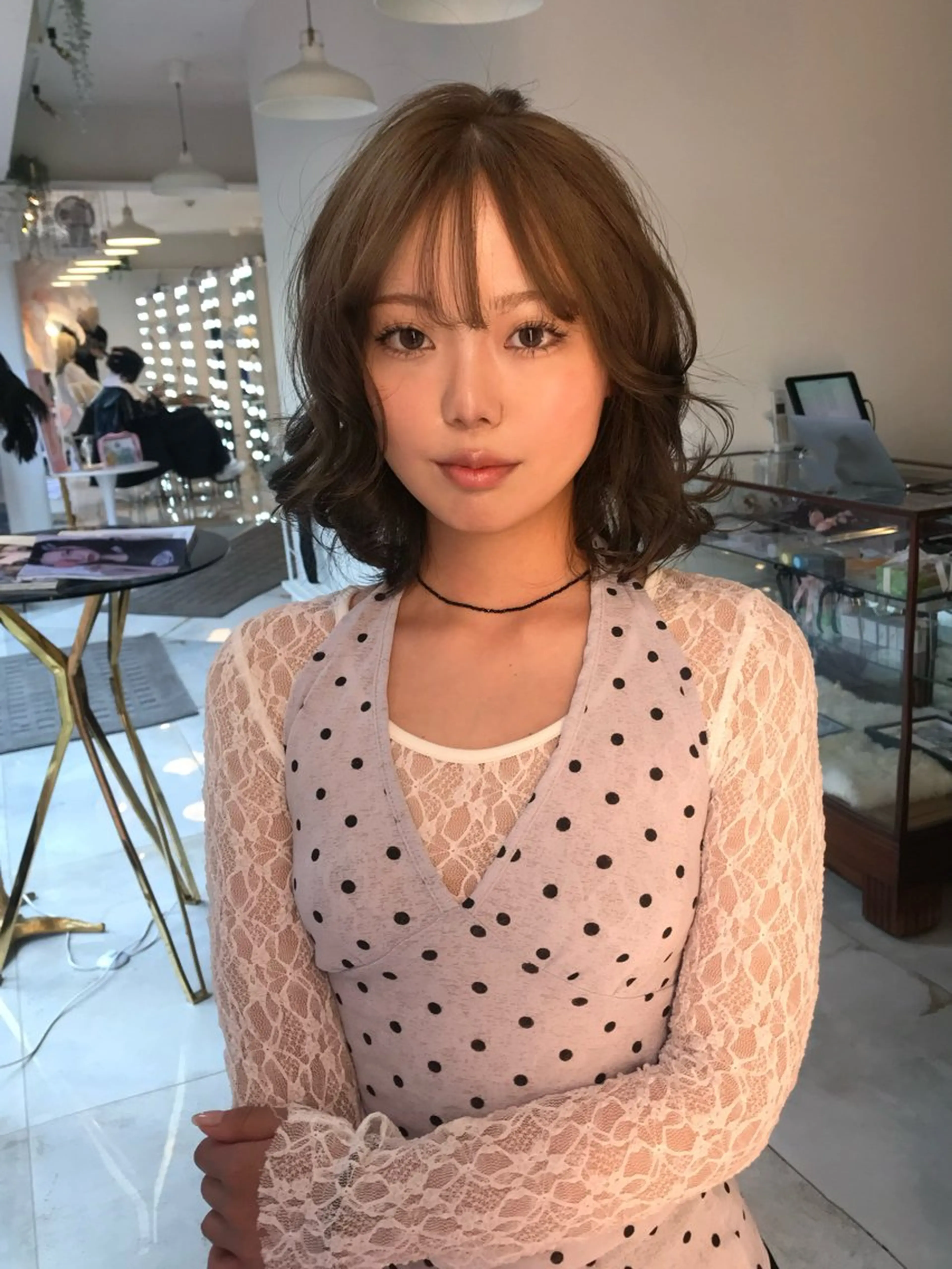 ミディアム カラー ヘアカラー トリートメント ヘッドスパ ヘアセット HARUNA/原宿/ デザイン/カットのヘアスタイル