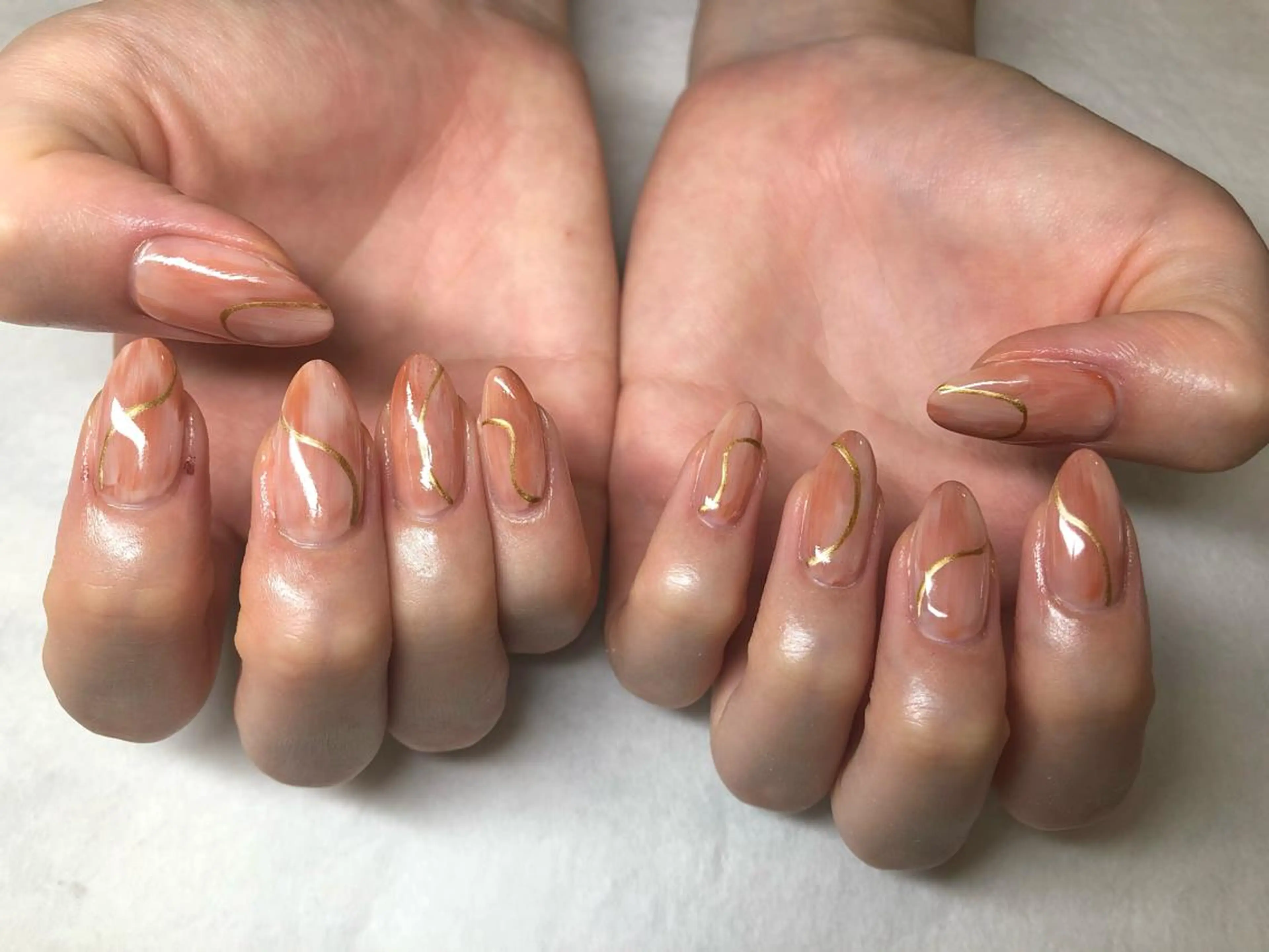 ネイル ブラウン ハンドネイル いちじゅう あおいのネイルデザイン