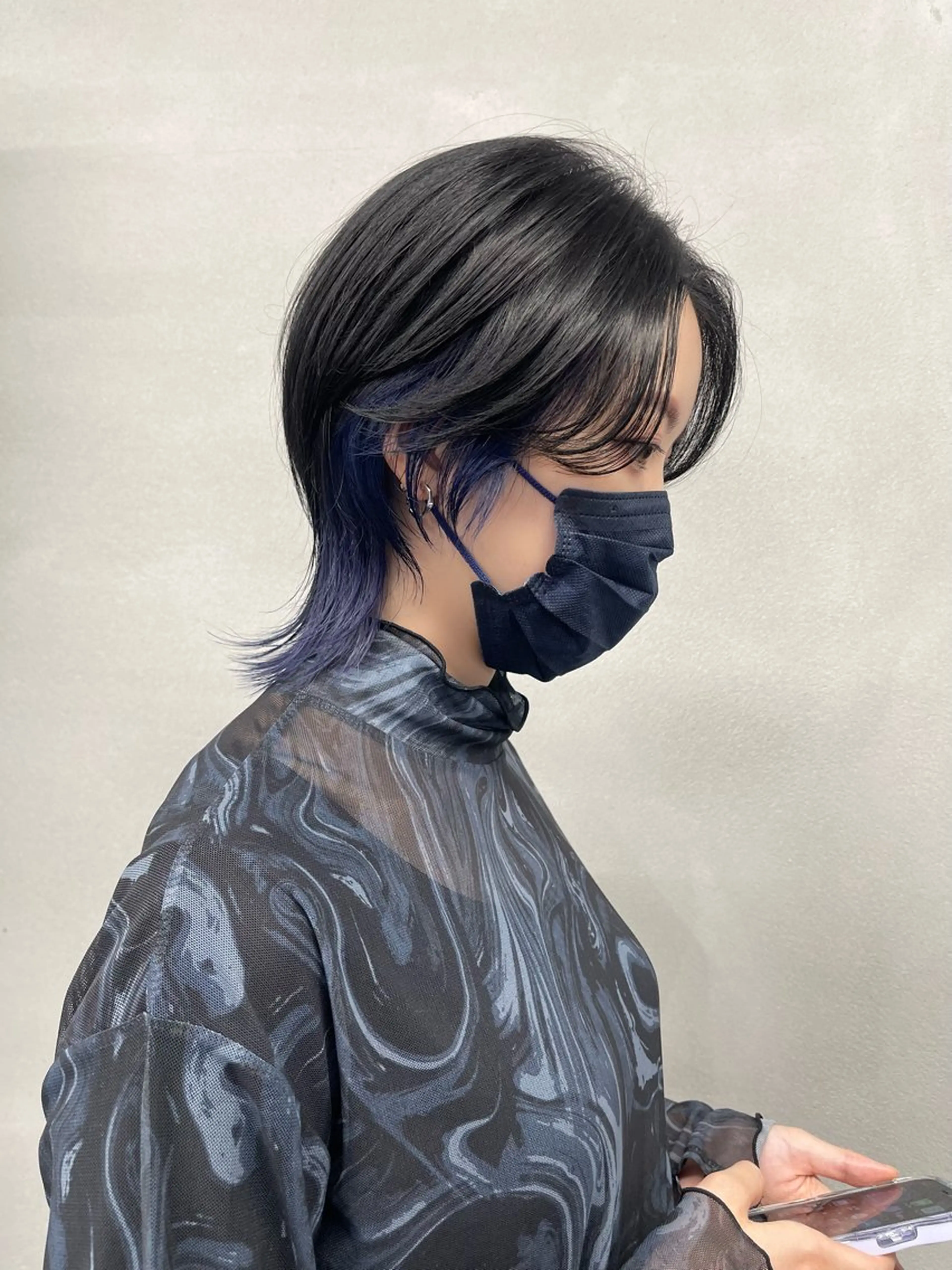 ショート メンズ メンズインナーカラー メンズウルフカット パープルカラー ウルフカット カット ヘアカラー 柏 ウルフ/レイヤー 田中佐和🐺のヘアスタイル