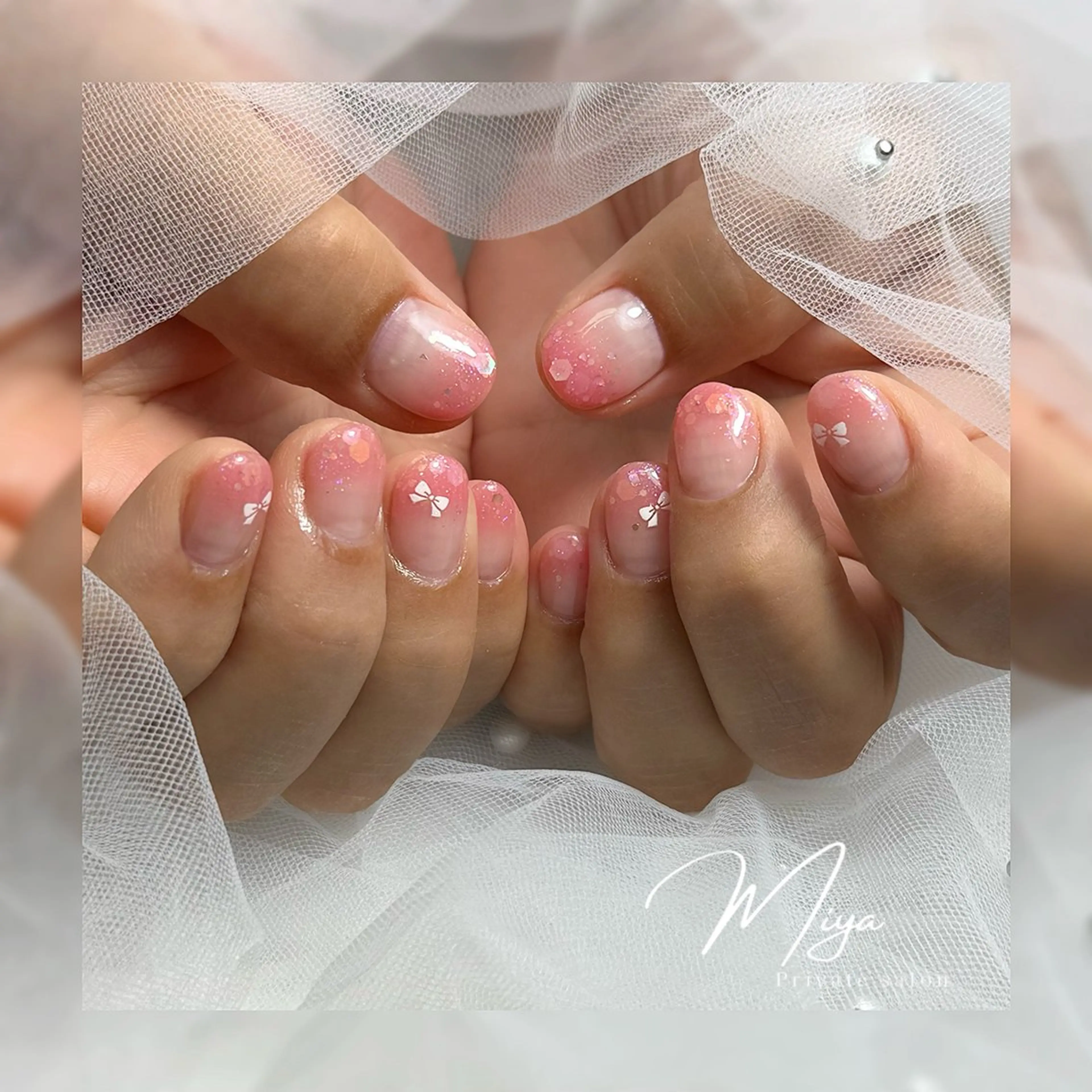 ネイル ラメ(グリッター) ピンク ハンドネイル private salon MIYAのネイルデザイン