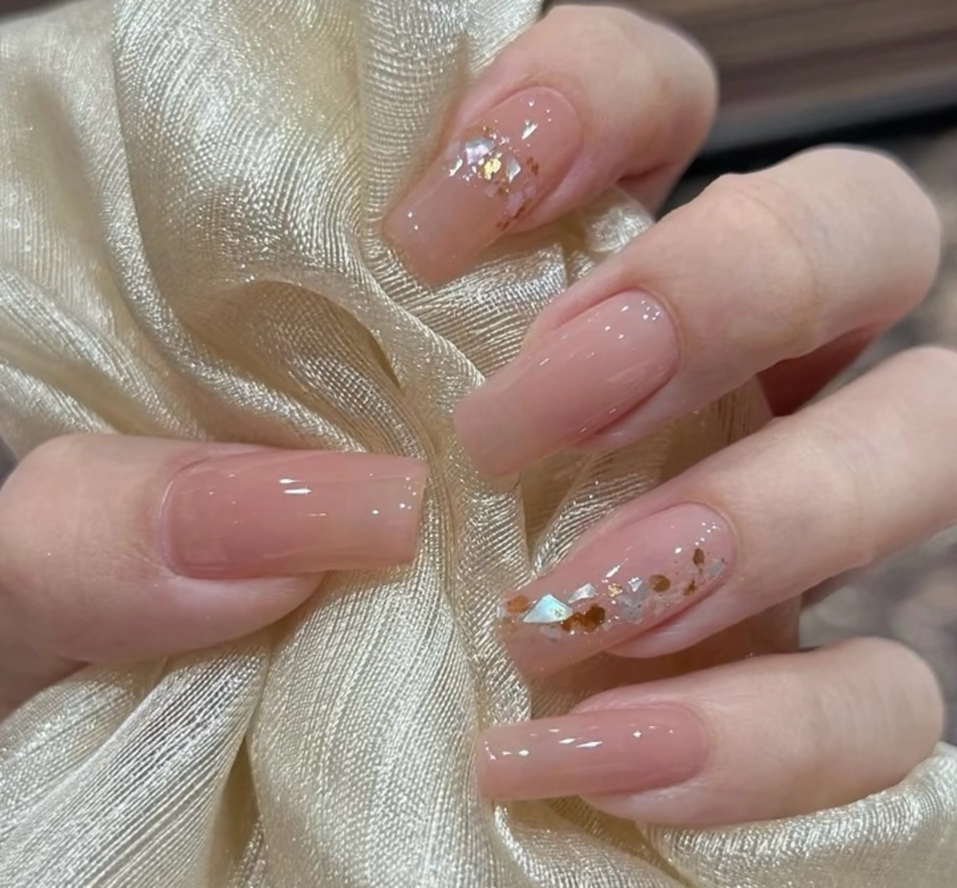 ネイル チークネイル 長さ出し フレンチネイル ガーリー 韓国ネイル SunNail池袋駅 ワンホンネイルのネイルデザイン