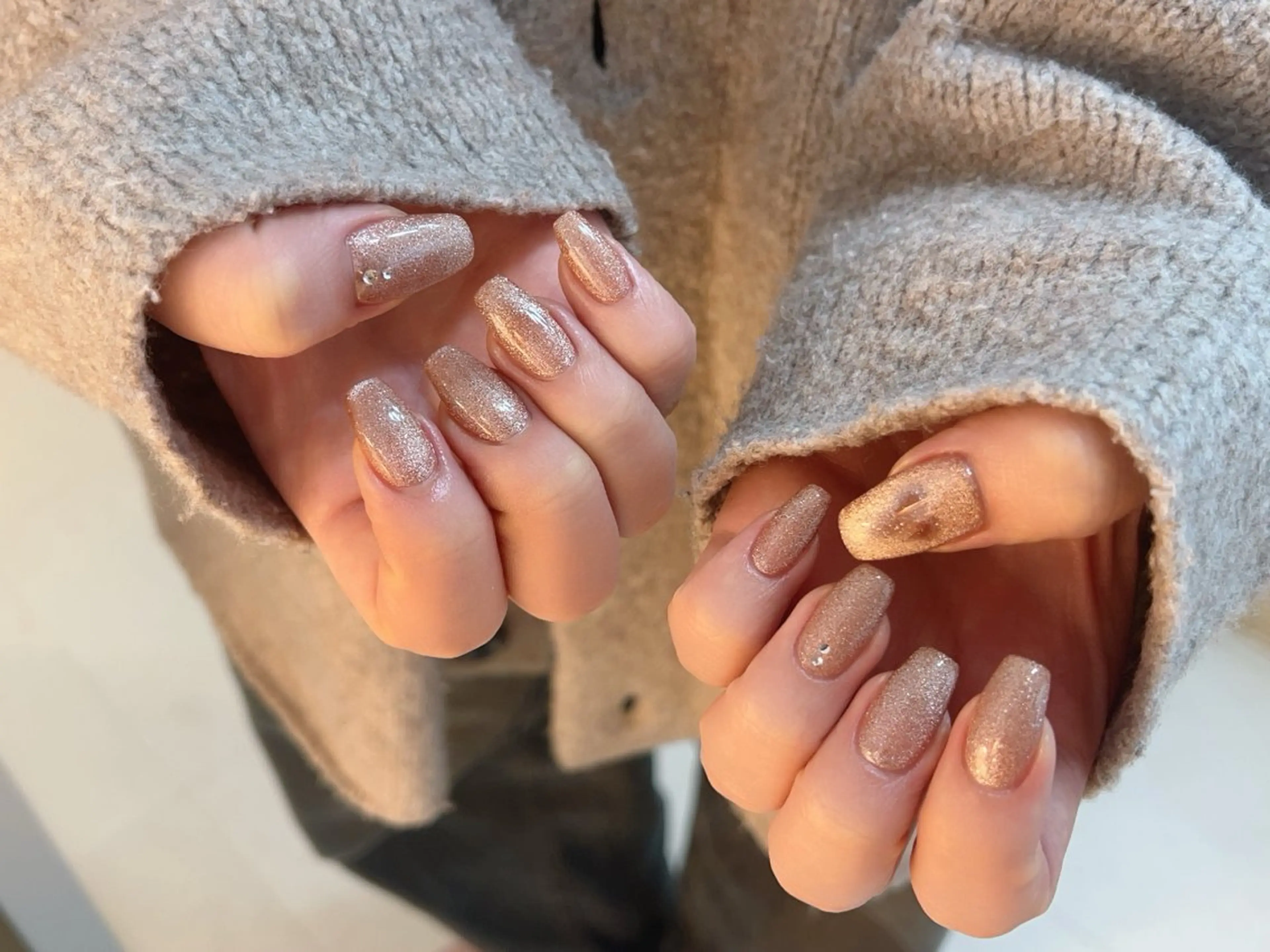 ネイル ハート ラメ(グリッター) ストーンネイル ハンドネイル Nail salon CELEBRAILのネイルデザイン