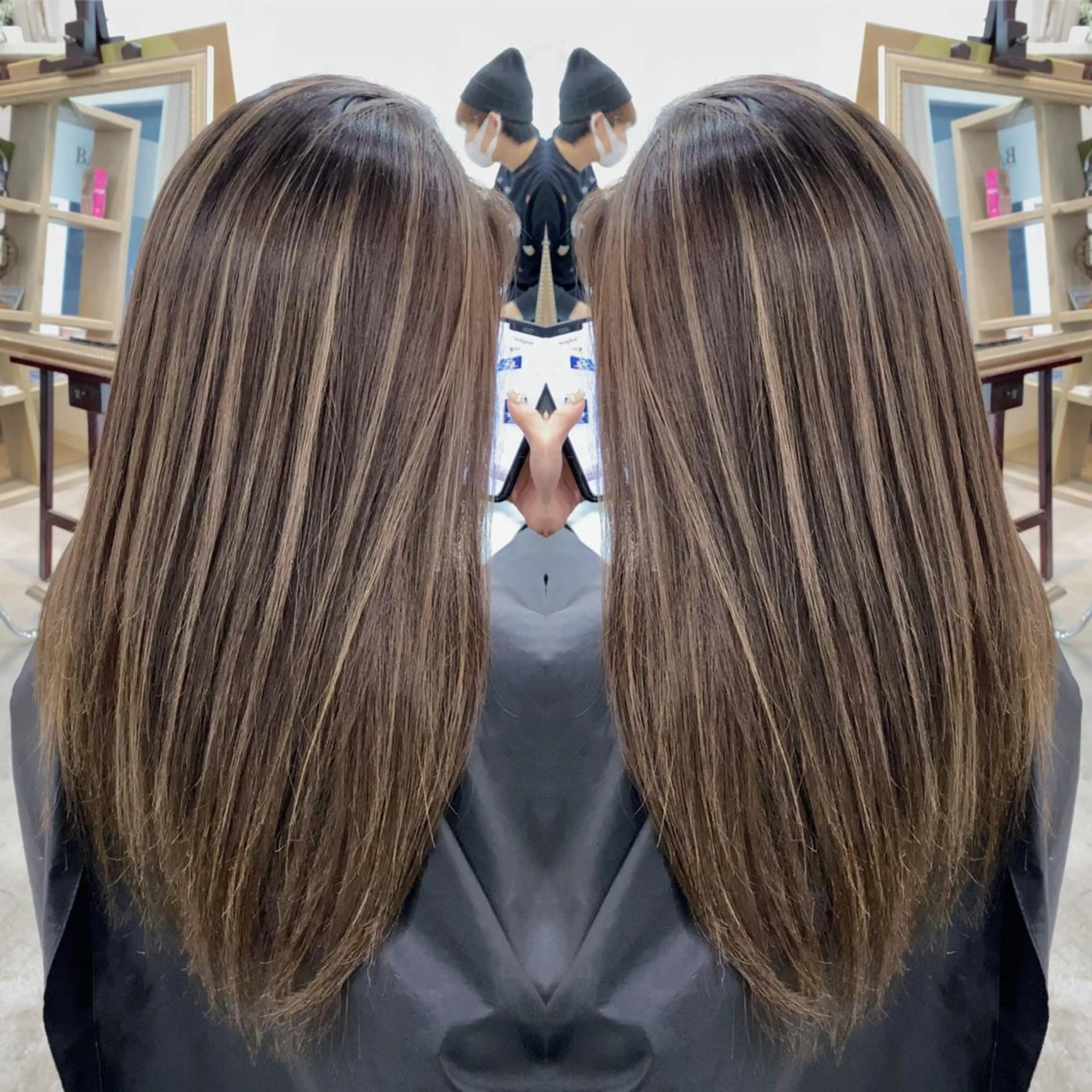 セミロング カラー ヘアアレンジ ハイライトカラー ハイライト ヘアカラー トリートメント BANK'S hair所属・💐ケラチン 髪質改善寺坂雄飛💐のヘアスタイル