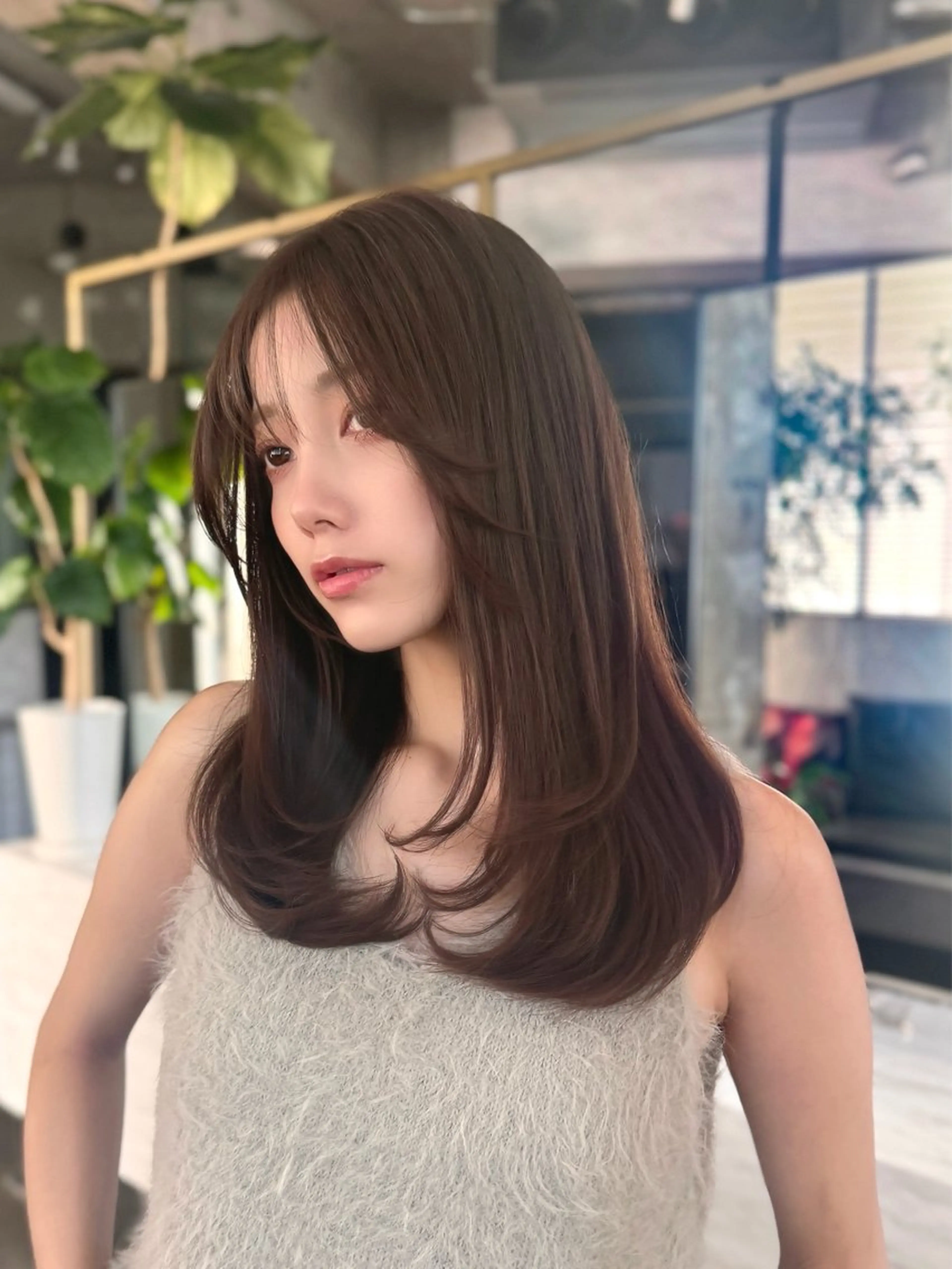 セミロング レイヤー特化/小顔顔 周り/セノ/表参道のヘアスタイル