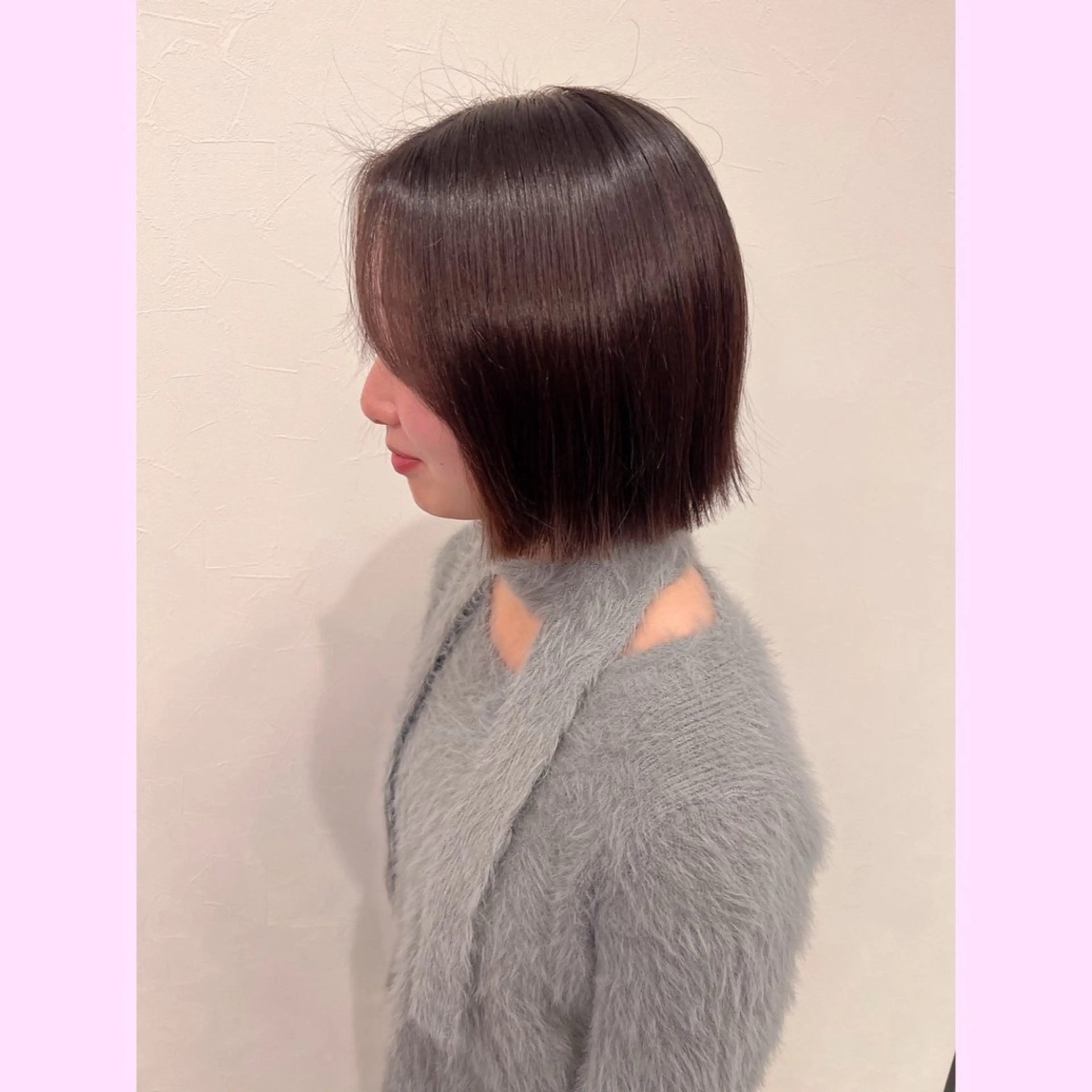 ミディアム ボブ くびれヘア 顔まわりレイヤー 顔周りカット 髪質改善 岐阜グレージュカラー 韓国ヘアLinaのヘアスタイル