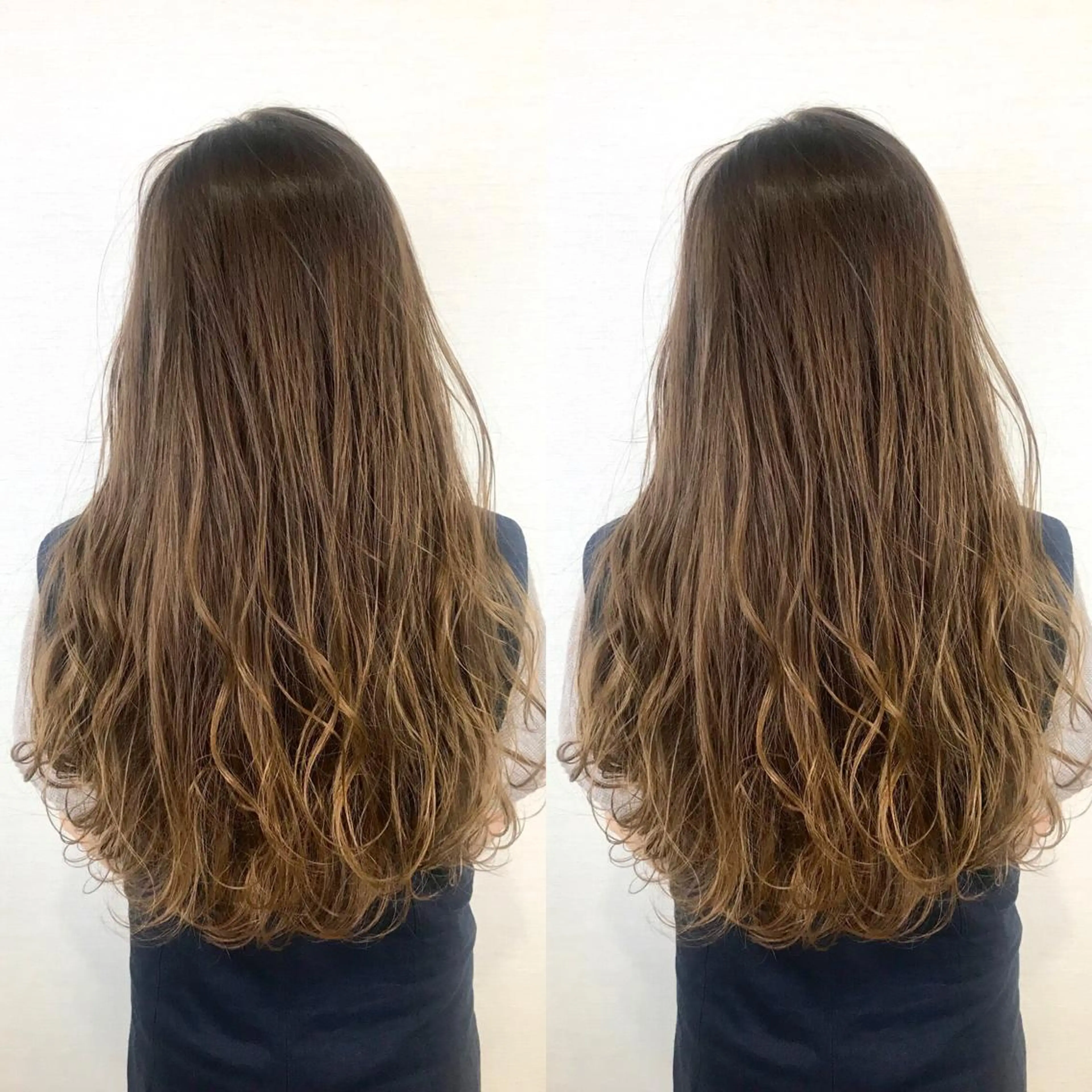 ロング カラー ベージュカラー ブリーチ グラデーションカラー シアーベージュ 韓国レイヤーカット/ ダブルカラーのヘアスタイル