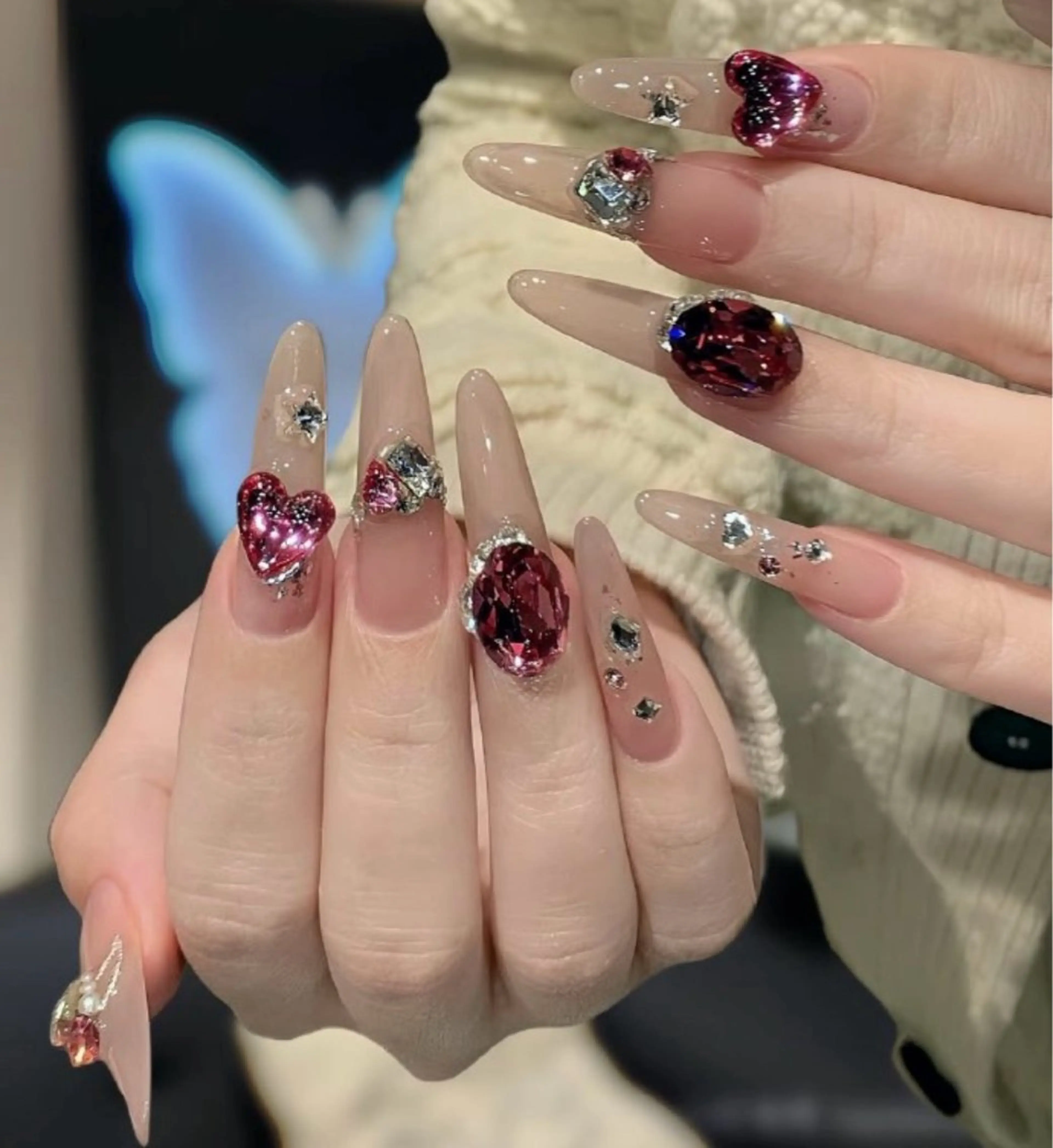 ネイル チークネイル 長さ出し フレンチネイル ガーリー 韓国ネイル sun nail池袋 モデル募集のネイルデザイン