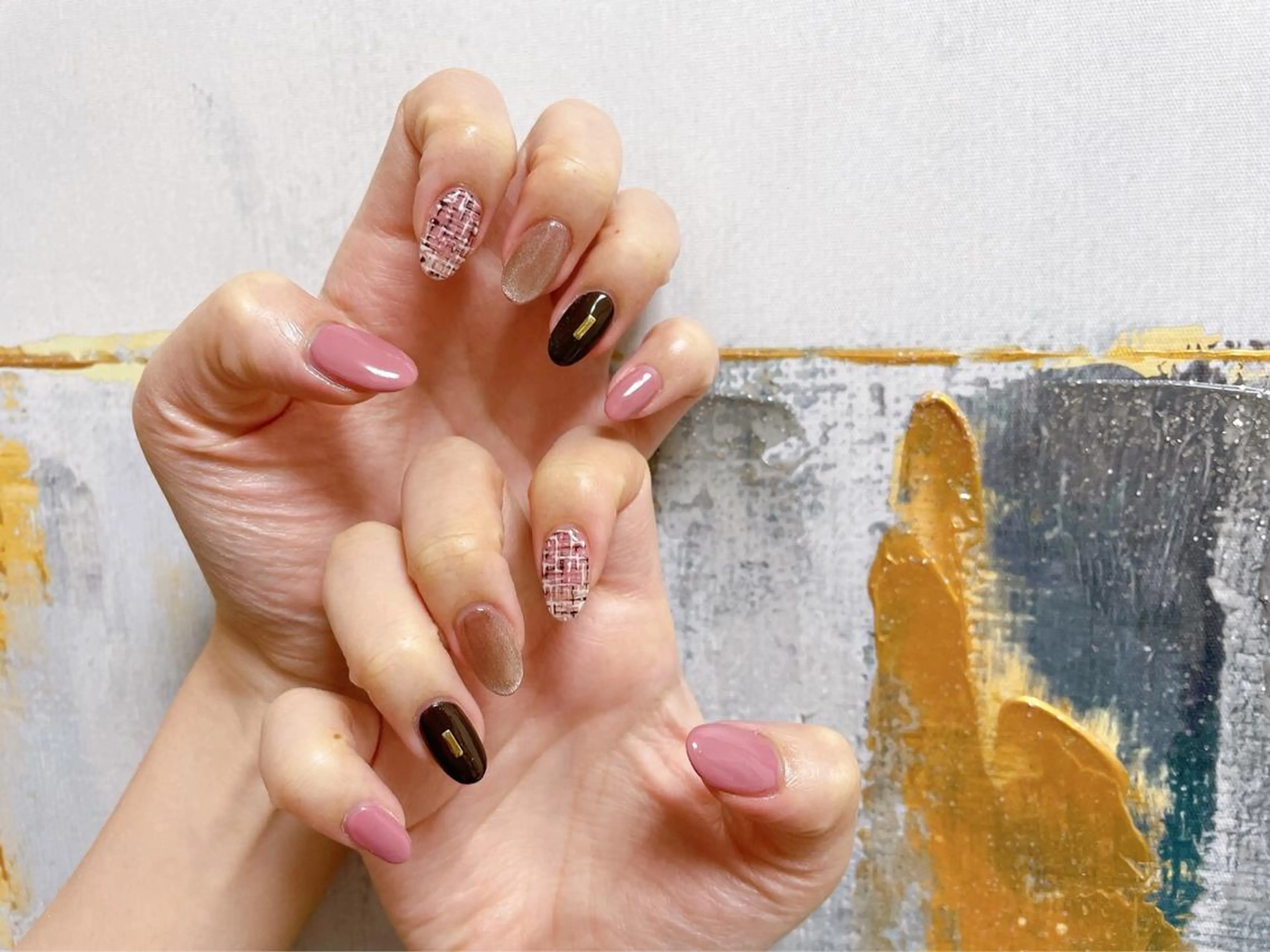 ネイル ツイードネイル ハンドネイル kiki nail 二子玉川のネイルデザイン