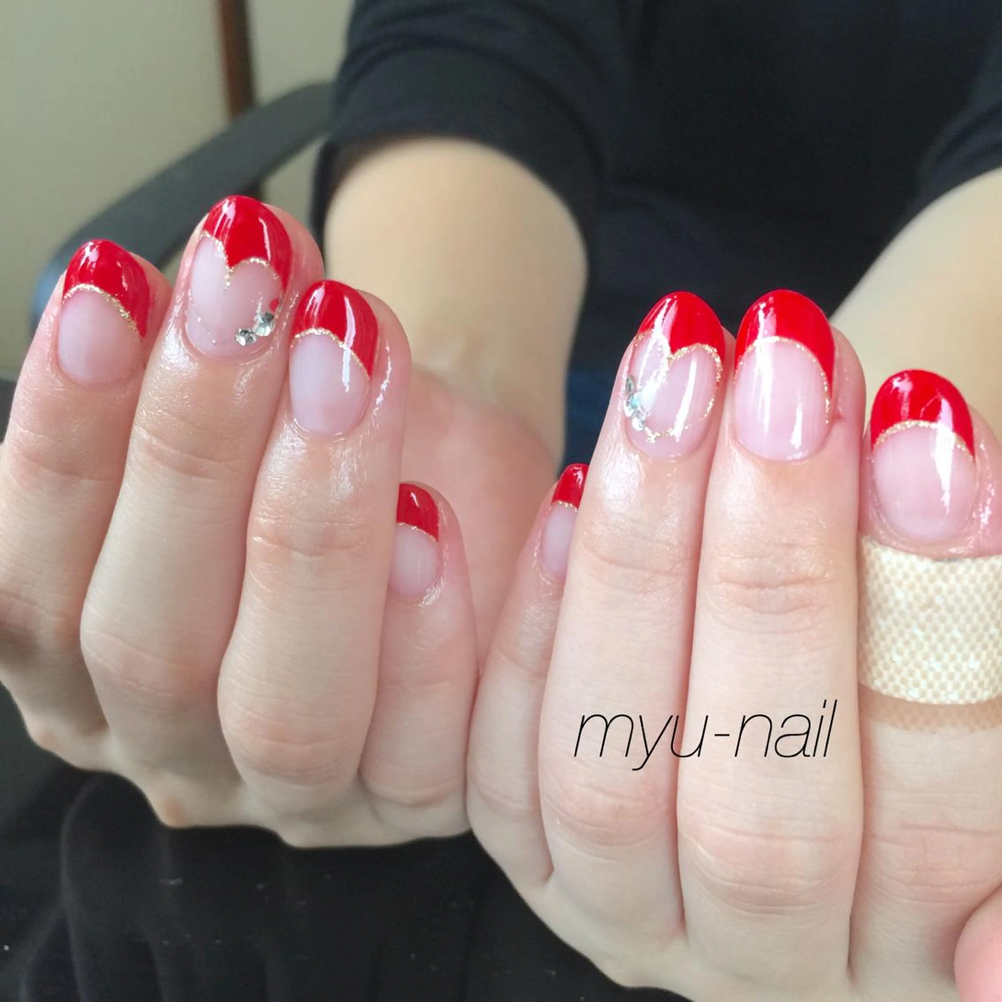 ネイル フレンチネイル 赤色 ホームサロン myu-nailのネイルデザイン