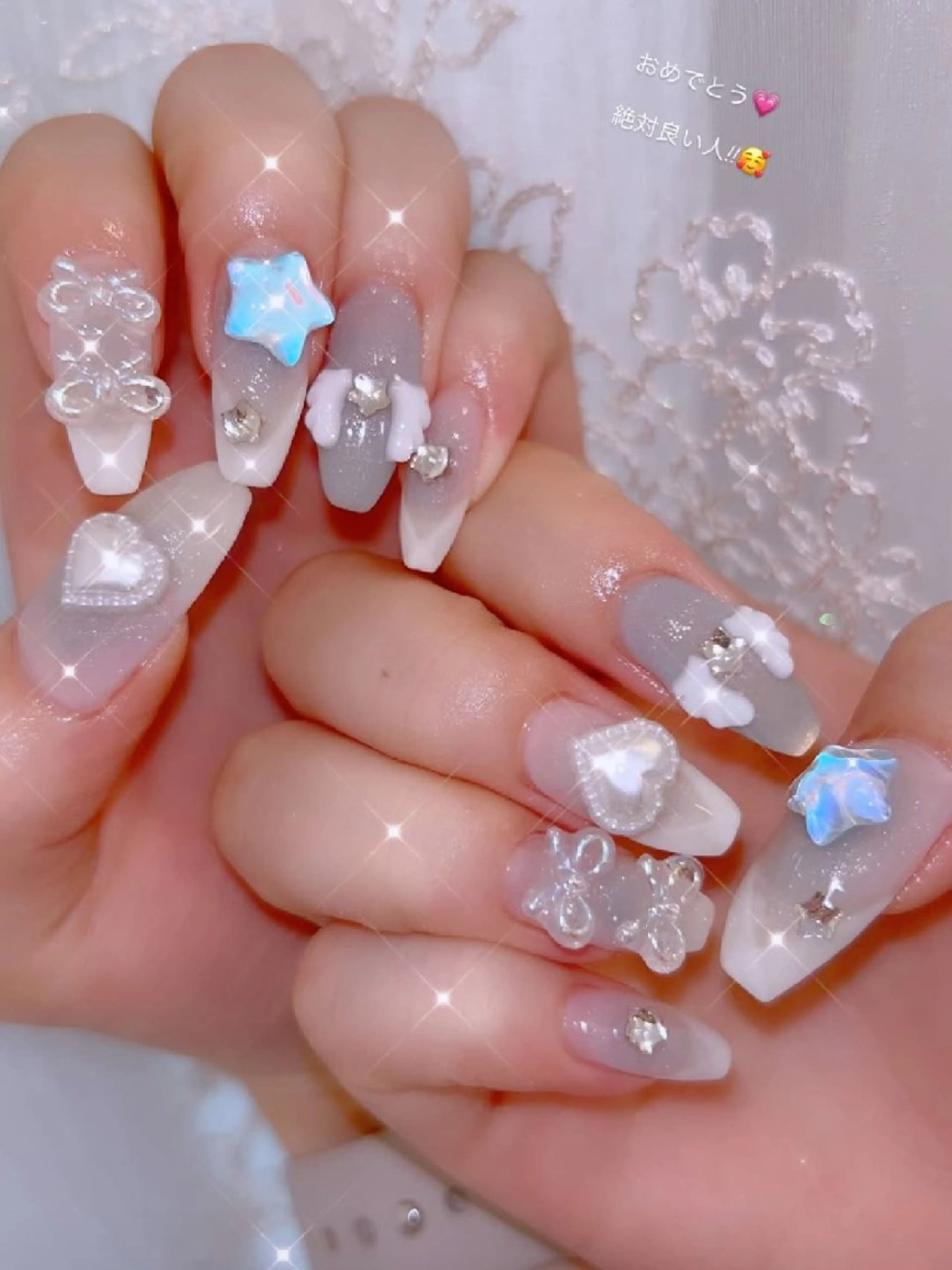 ネイル 長さ出し ジェルネイル 韓国ネイル マグネットネイル ニュアンスネイル ハンドネイル I LOVE ME  NAIL.｡.:*♡のネイルデザイン