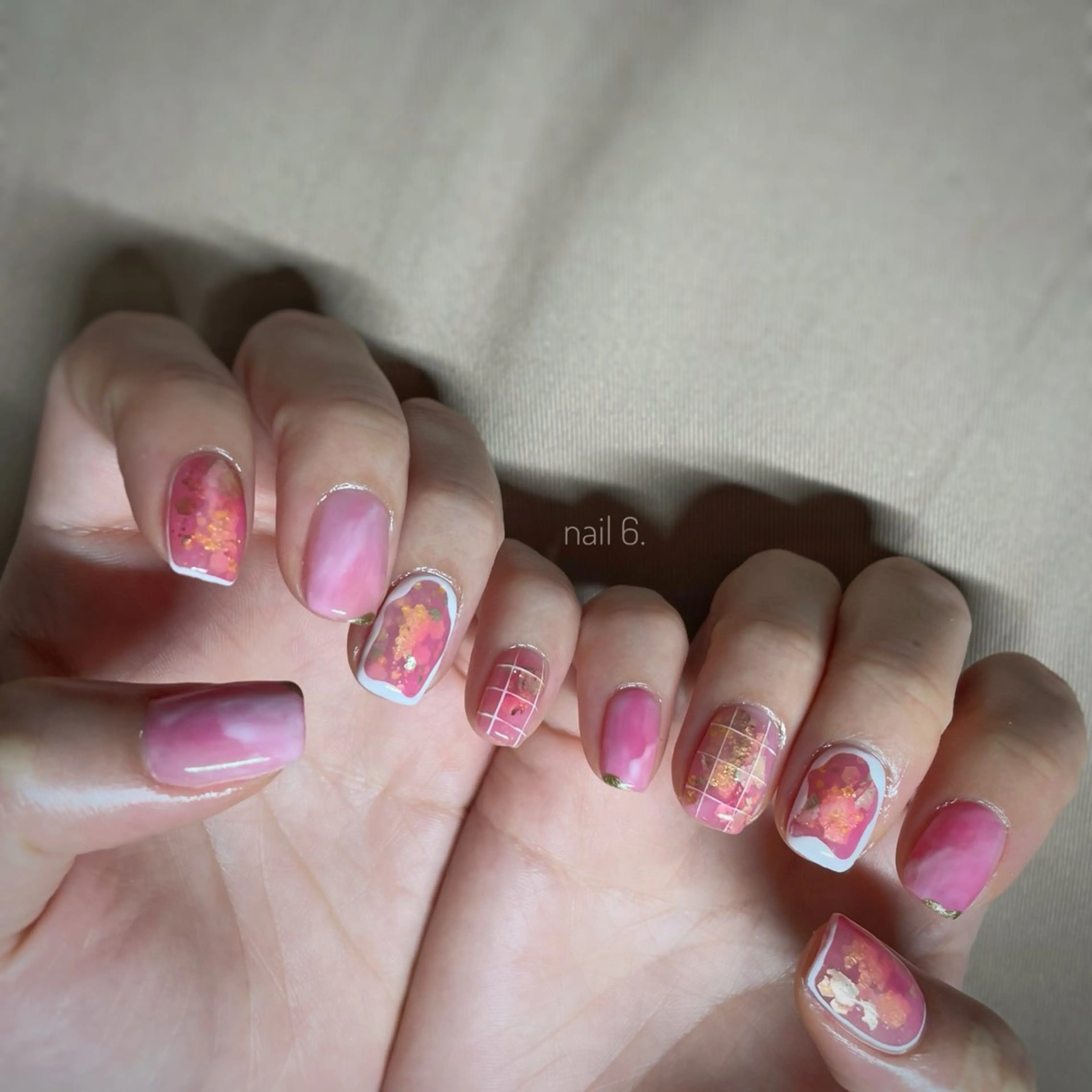 ネイル オーロラネイル ニュアンスネイル ピンク ハンドネイル nail 6.のネイルデザイン