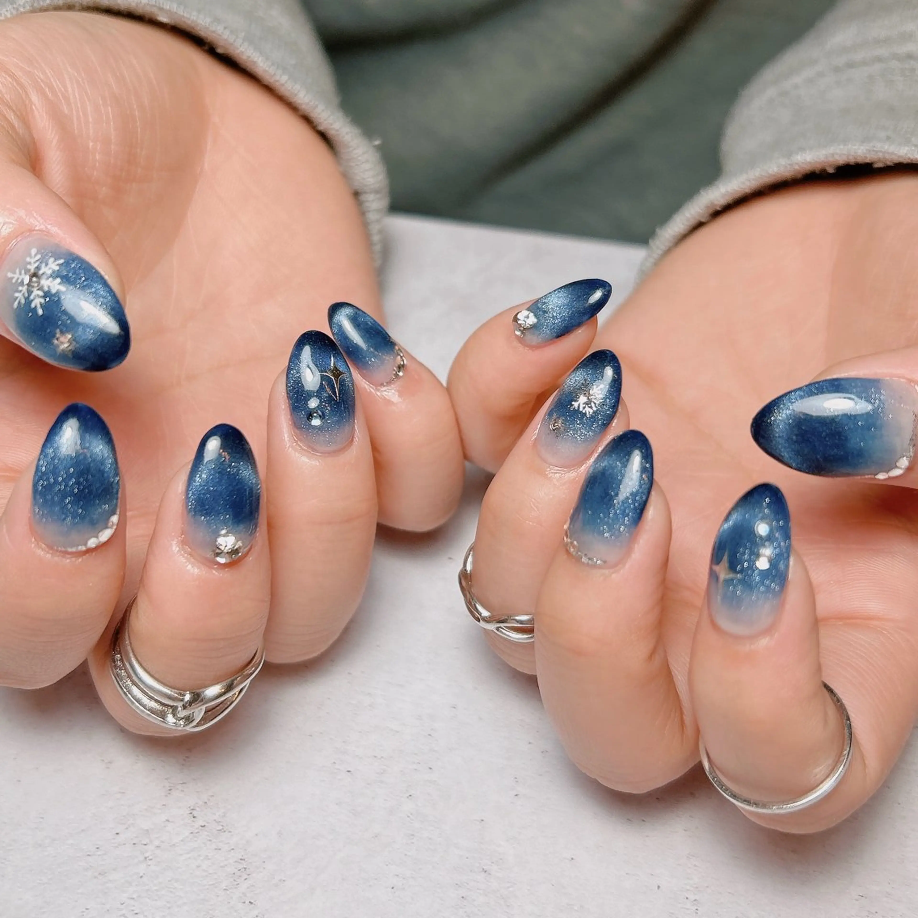 ネイル ブルー ハンドネイル junna 金山.東別院.上前津のネイルデザイン