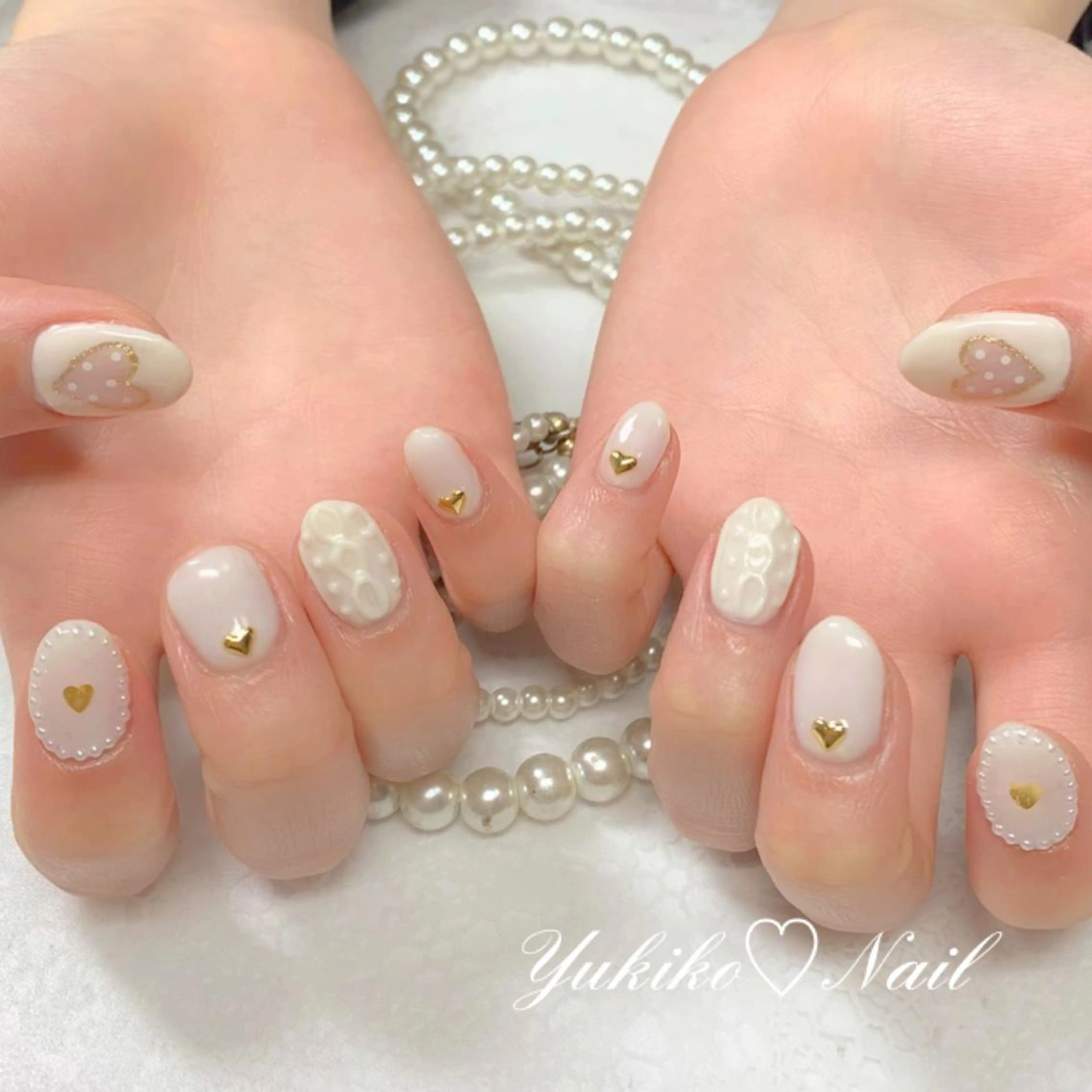 ネイル アートネイル ハート 持ち込み ハンドネイル ユキコ ネイルのネイルデザイン