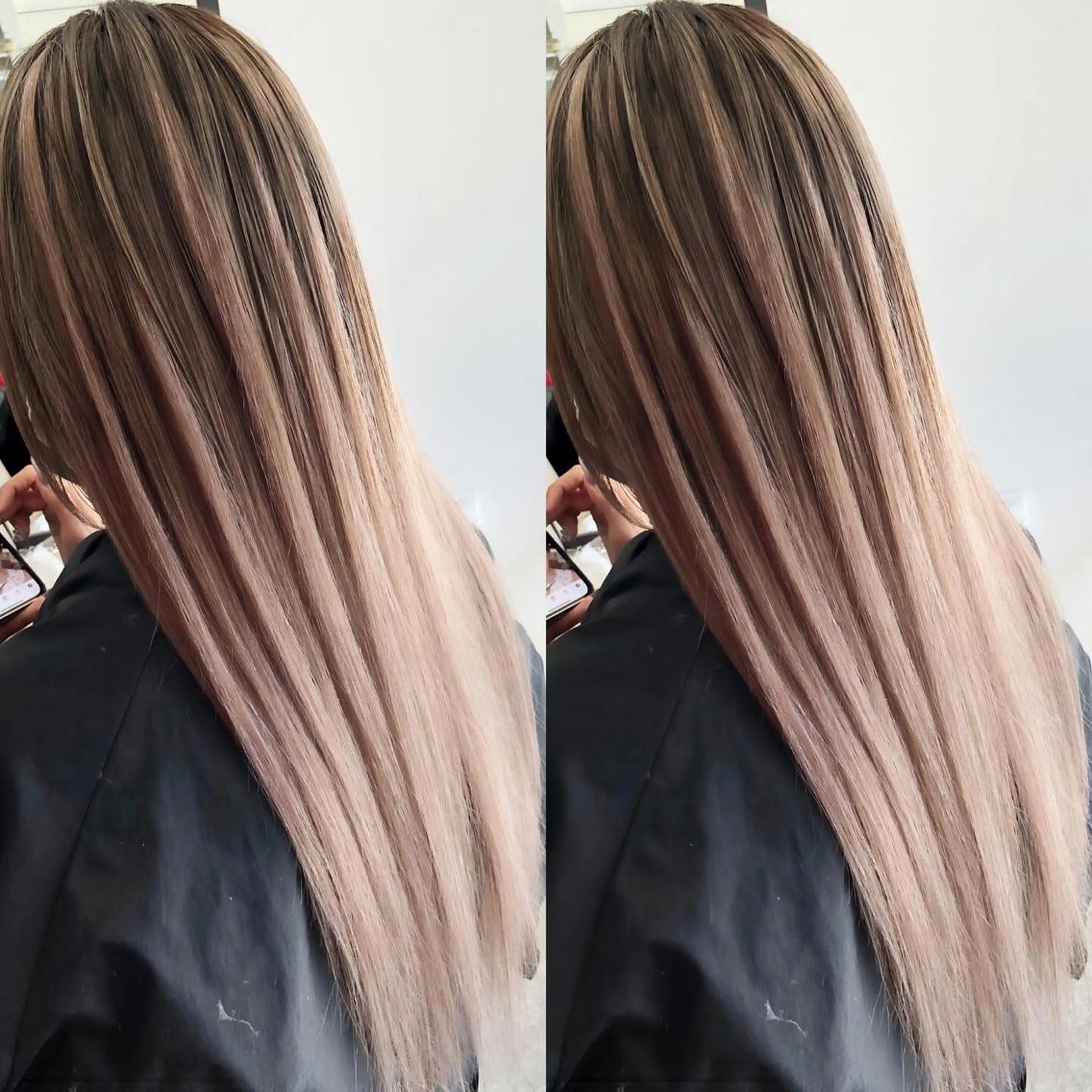 ロング カラー ヘアアレンジ シールエクステ バレイヤージュ ブルーカラー ブラウンカラー デザインカラー づまさん カラーエクステ難波のヘアスタイル