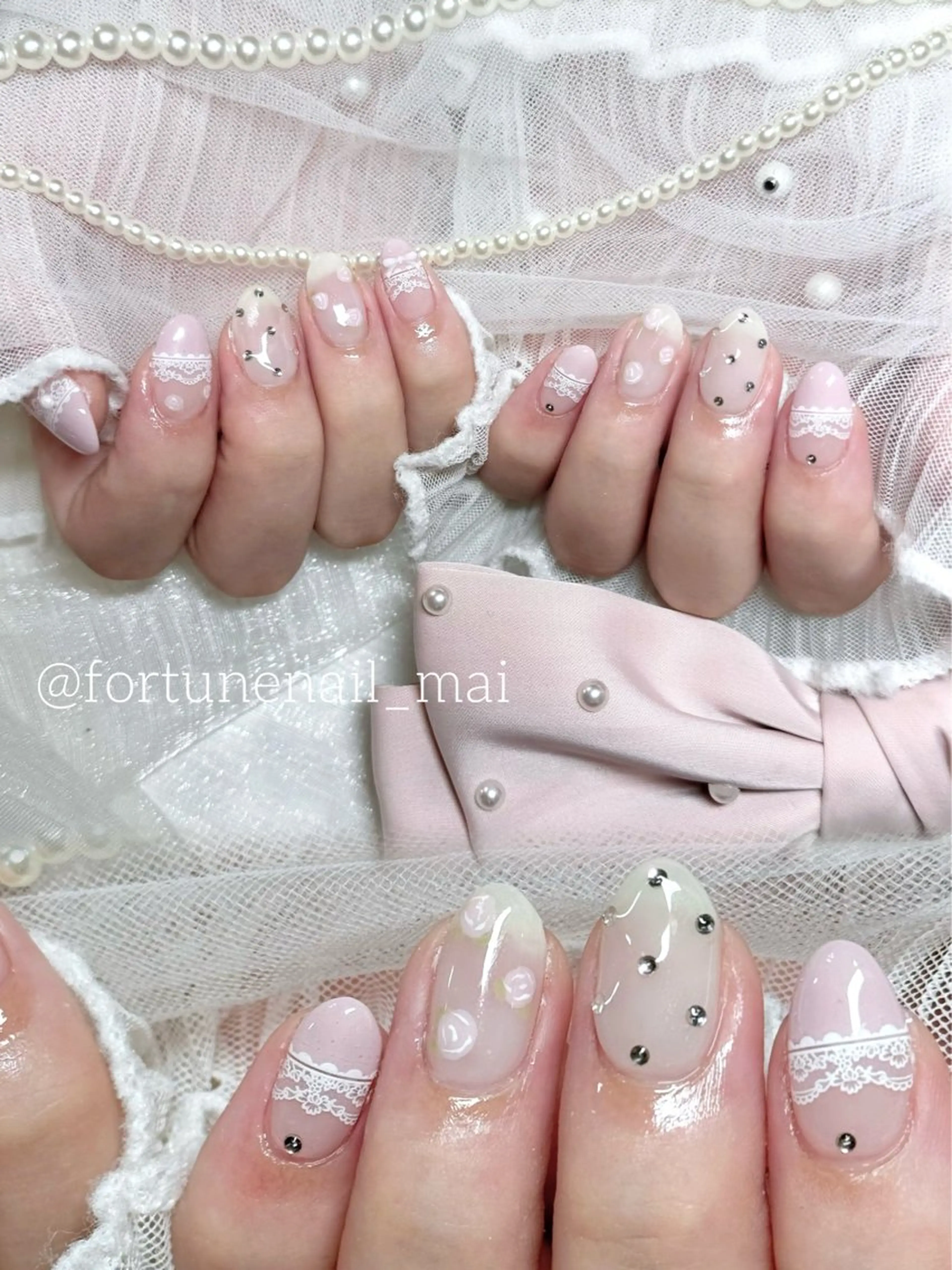 ネイル ガーリー レース 🎀Mai 🎀のネイルデザイン