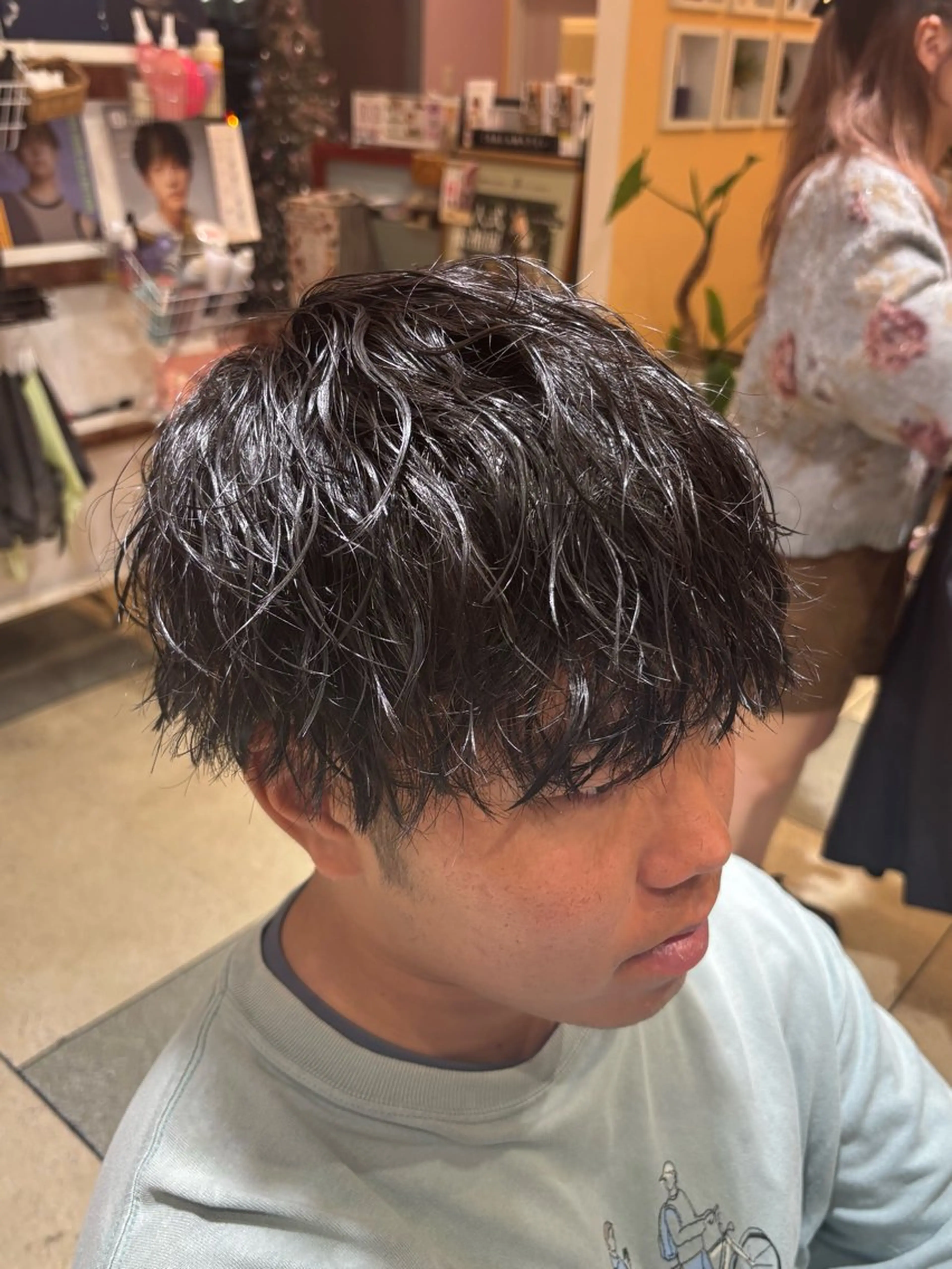 パーマ メンズ カット パーマ ベージュカラー⌇﻿ くびれヘア.𐙚心音のヘアスタイル