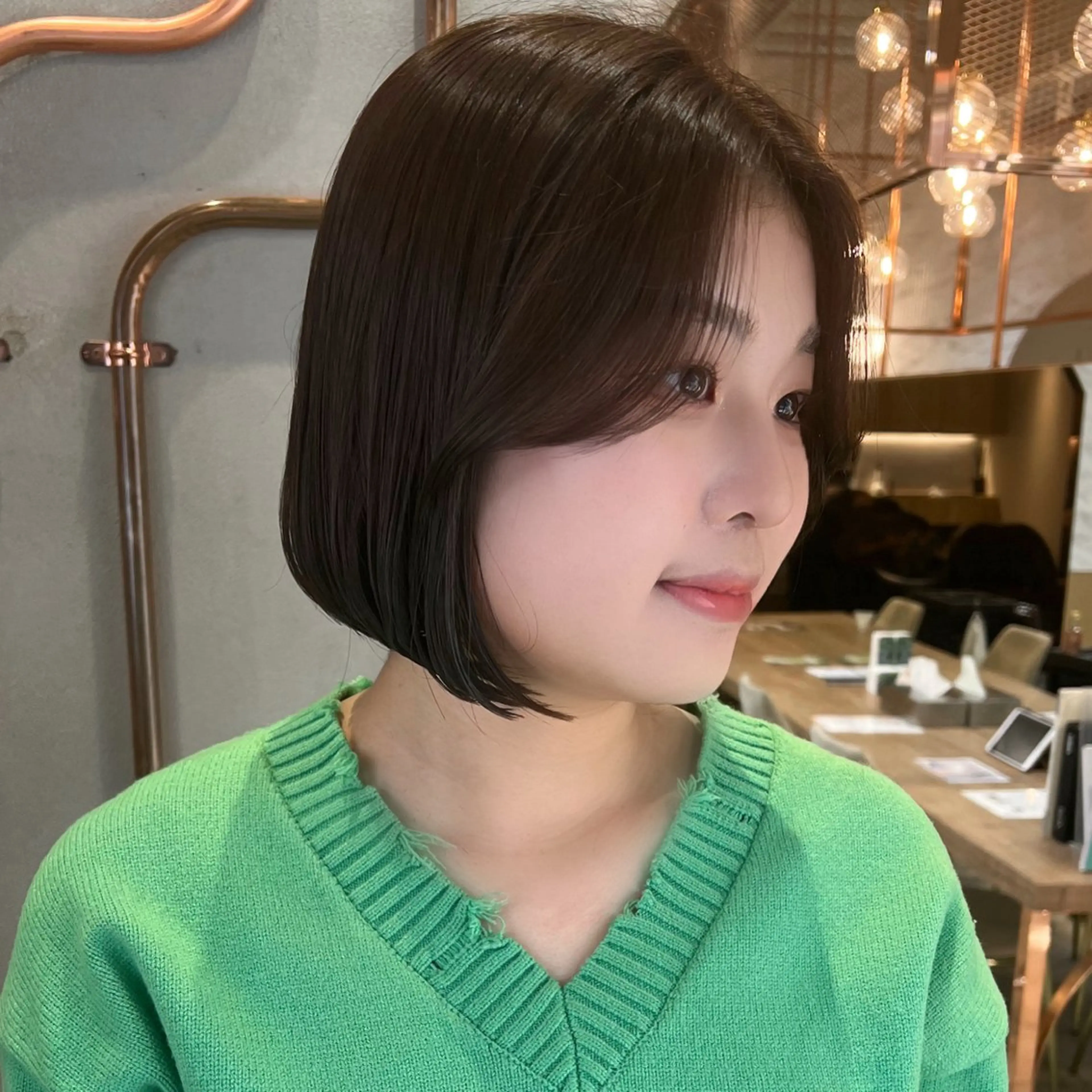 ショート カラー カット トリートメント ボブ/巻ける縮毛矯正 /韓国レイヤーはなのヘアスタイル