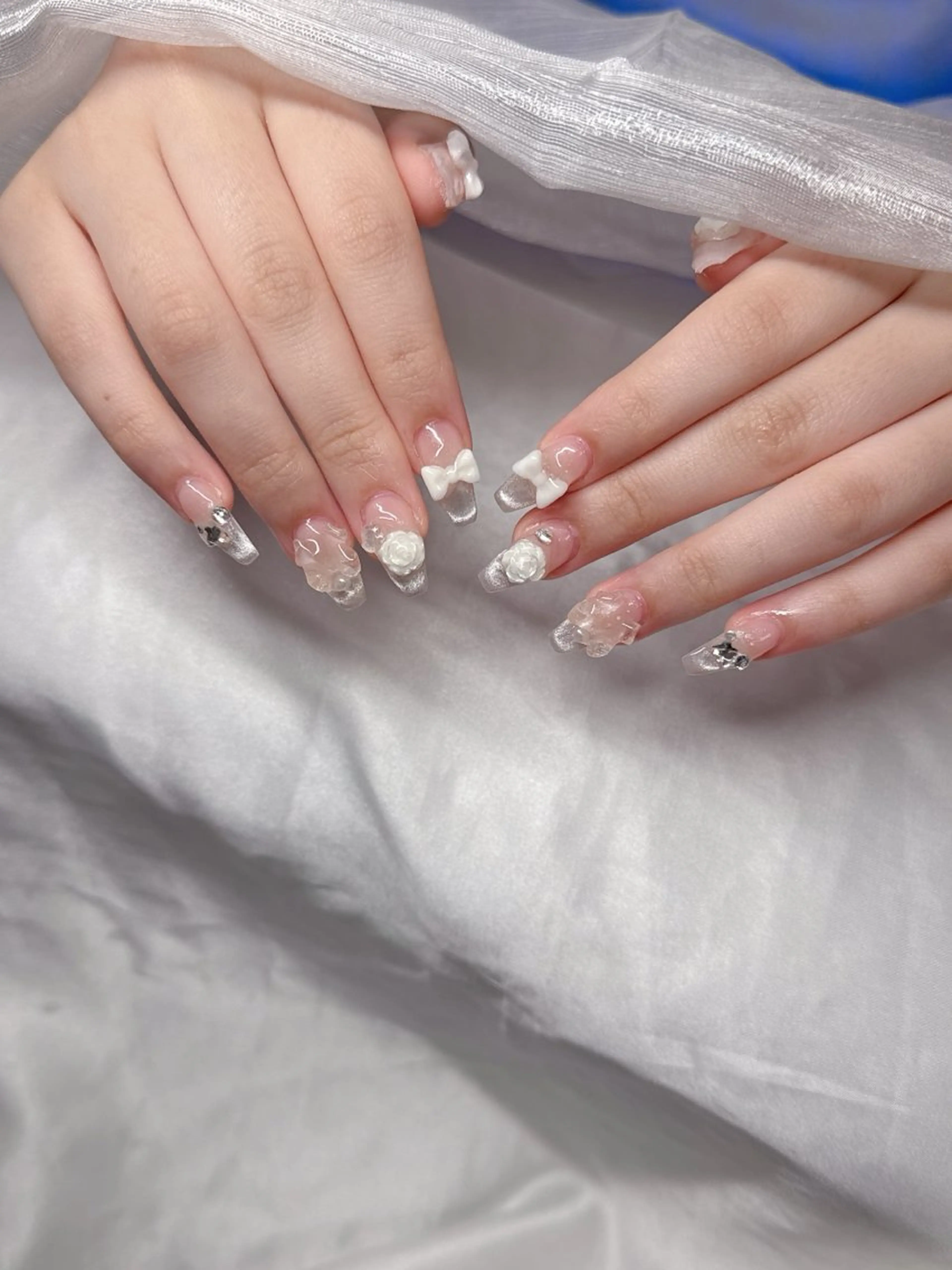 ネイル オーロラネイル チークネイル 長さ出し フットネイル フレンチネイル ハンドネイル Lee Ainのネイルデザイン