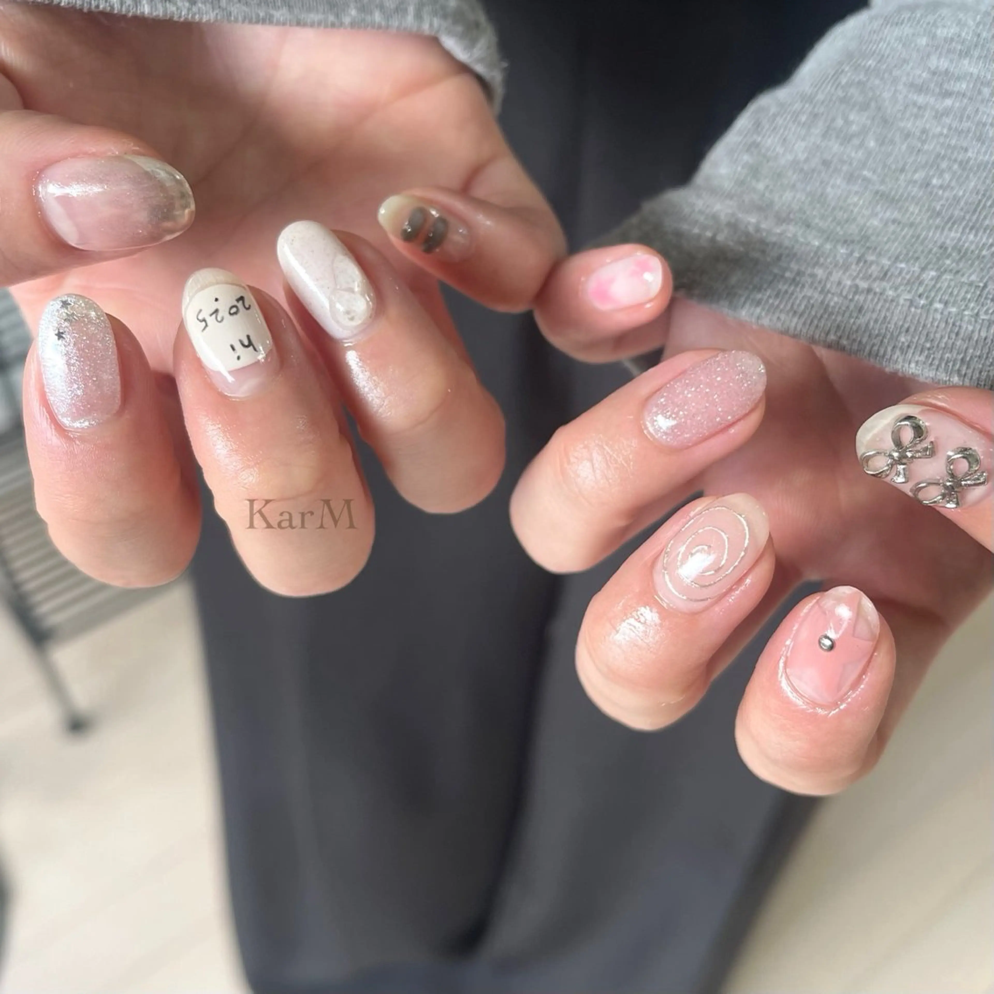 ネイル オーロラネイル チークネイル フラッシュネイル フレンチネイル グラデーション ハンドネイル ogino karinのネイルデザイン