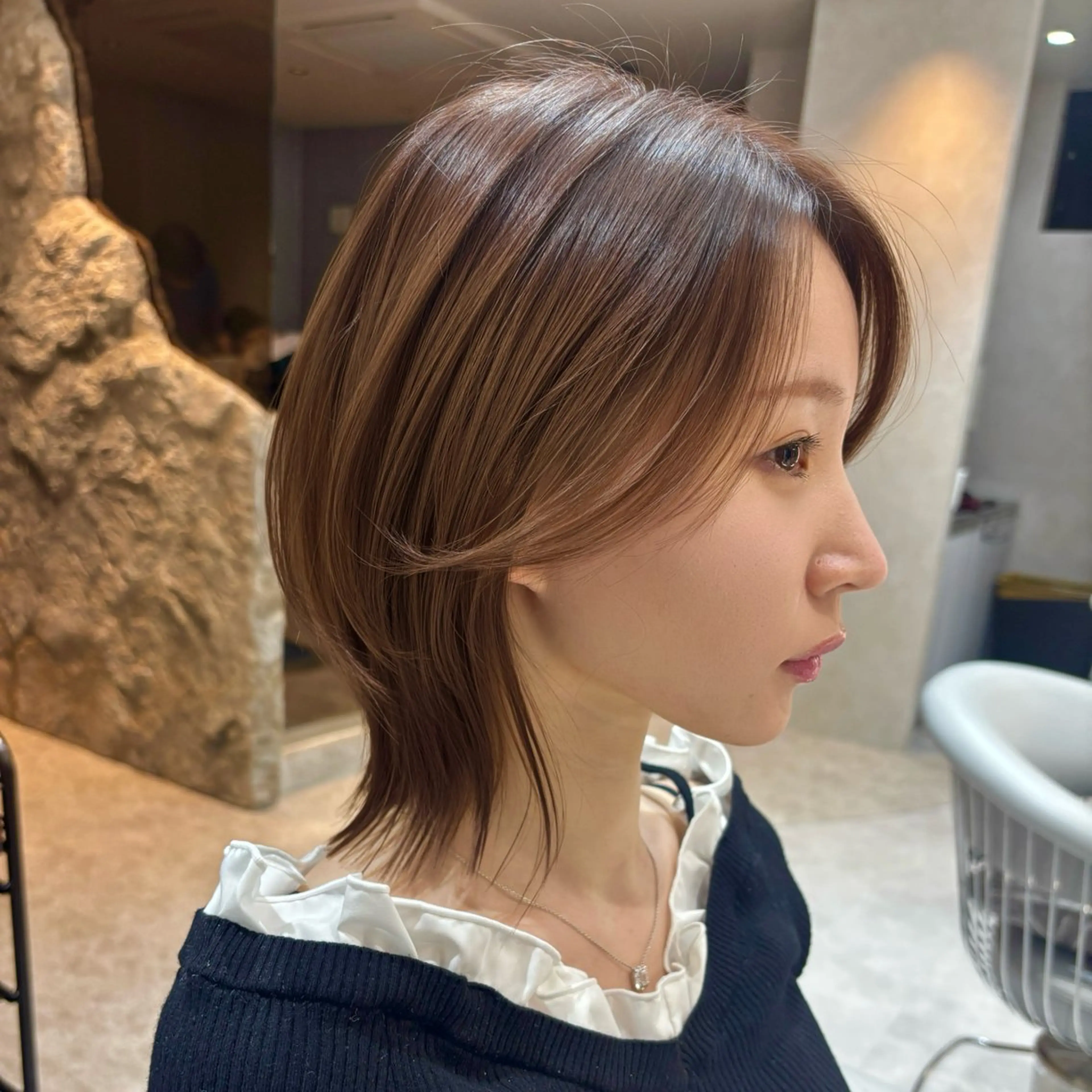 ミディアム カラー ボブレイヤー ボブ レイヤーカット 似合わせカット カット ヘアカラー トリートメント ウメダナオヤ/ くびれヘア✨のヘアスタイル