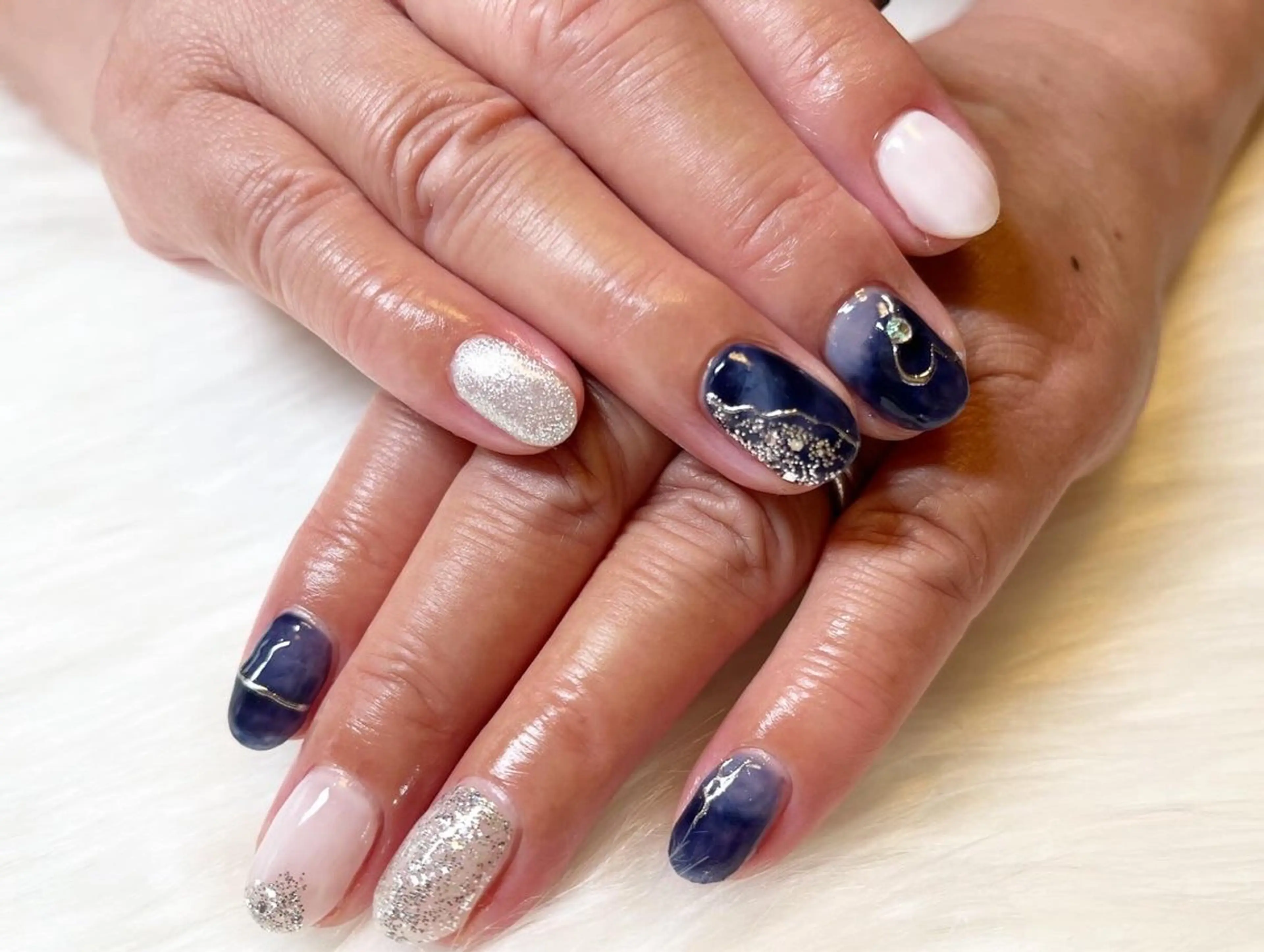 ネイル ブルー ネイルサロン flatのネイルデザイン