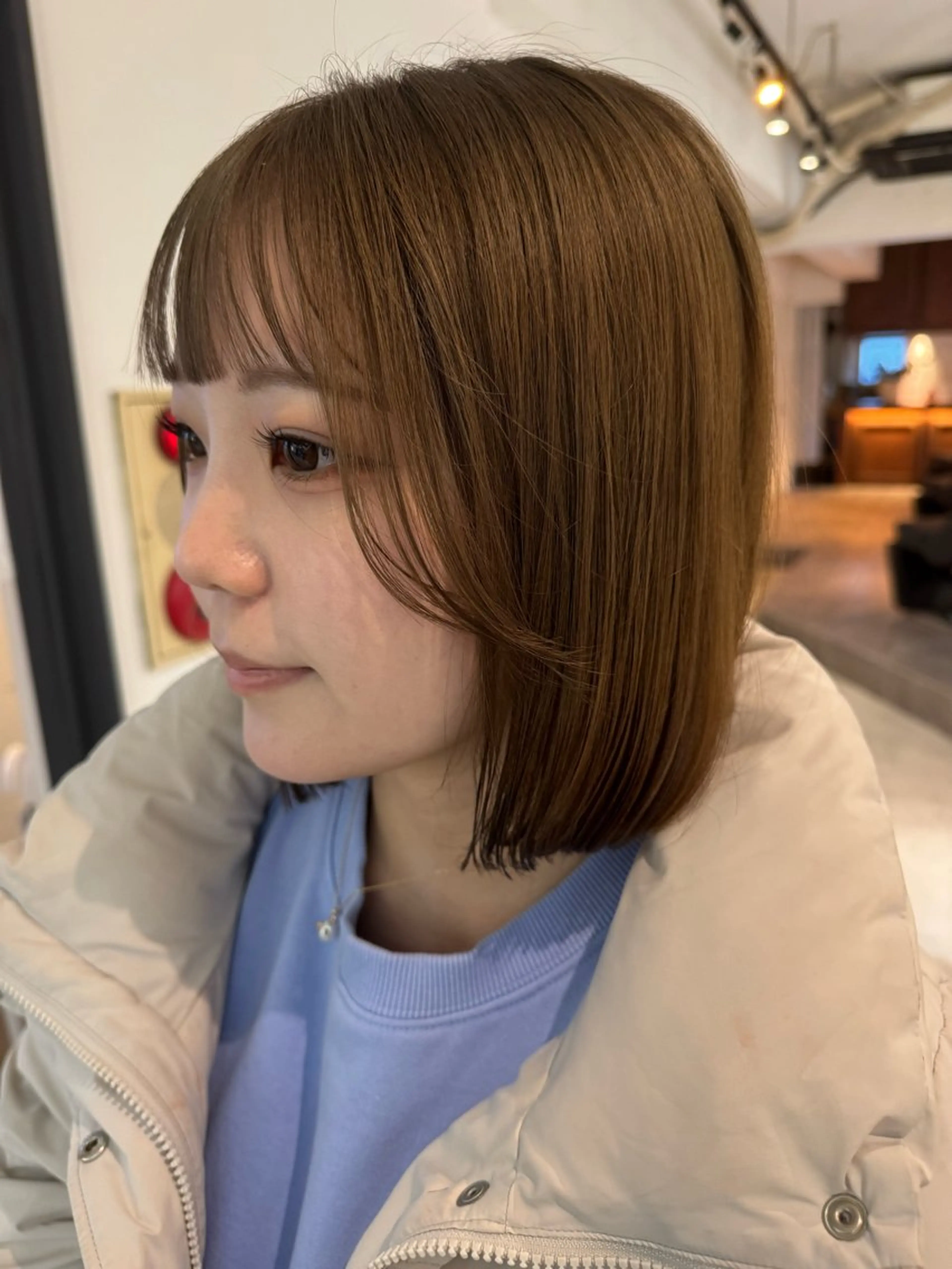 ショート カラー ブリーチ グレージュ ミルクティーグレージュ カット ヘアカラー トリートメント ボブウルフ／ボブ Satsuki【名駅のヘアスタイル