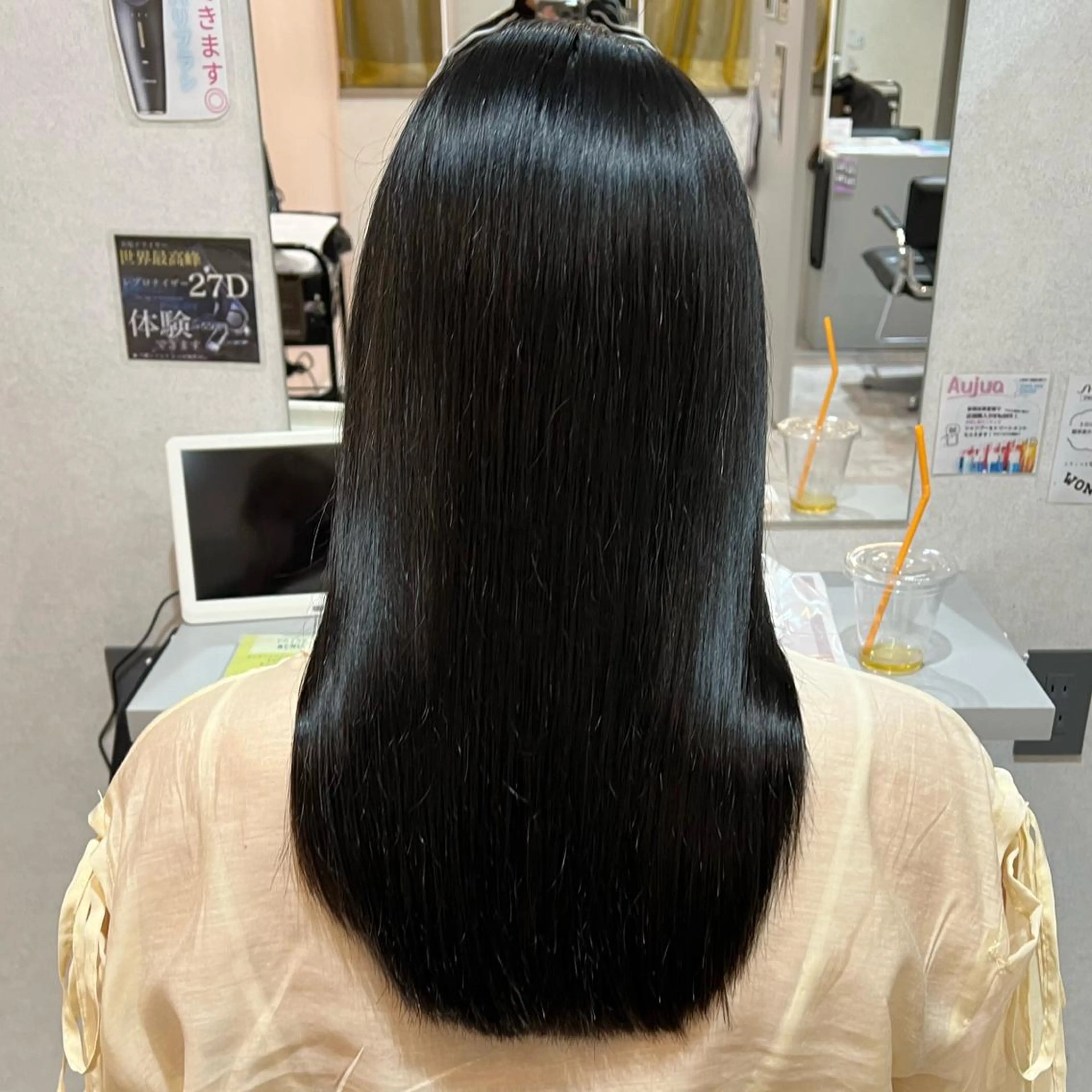 ロング カラー 黒髪 ブリーチ ブルーカラー ブルーブラック Naru┆川西能勢口 ┆髪質改善のヘアスタイル