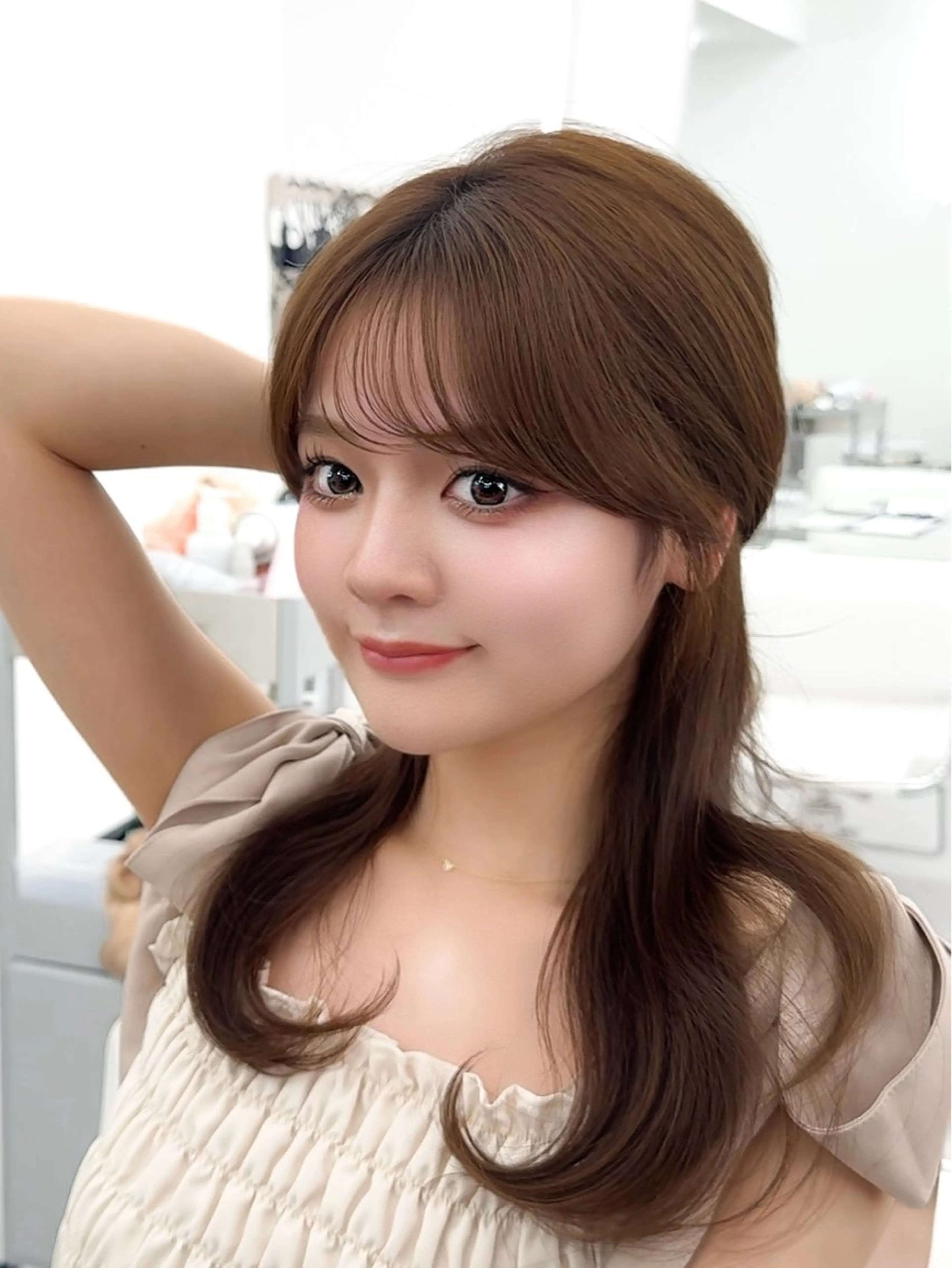 ミディアム カラー ヘアアレンジ 最小顔周り&レイヤー 特化/池袋/kokiのヘアスタイル