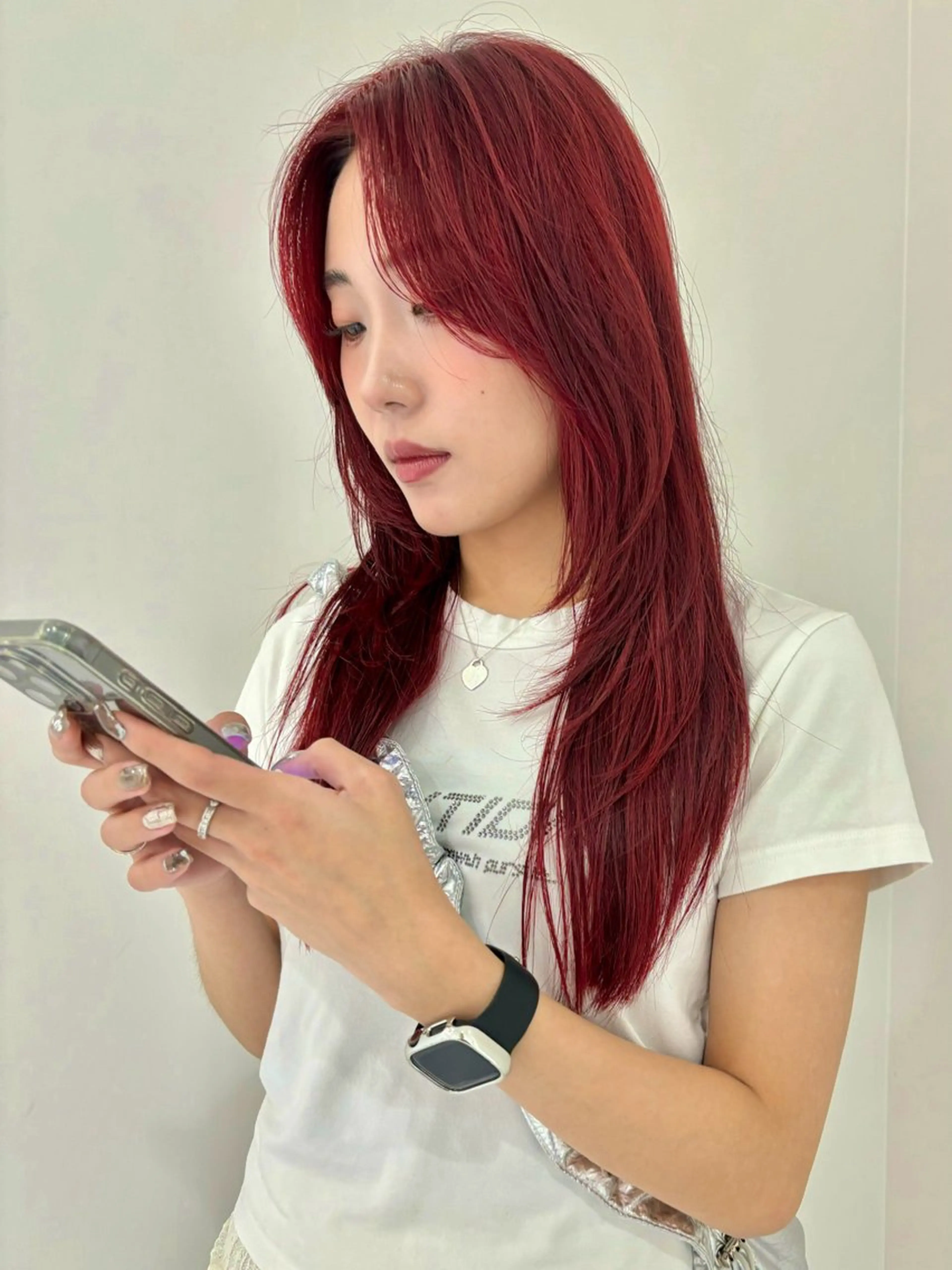 ロング カラー ヘアアレンジ ブリーチ レッドカラー レイヤーカット 眉毛アイブロウ&まつ毛パーマiena渋谷/パリジェンヌ/眉毛まつげパーマ/眉毛アイブロウ所属・iena渋谷 /ゆーこのマツエク・マツパデザイン