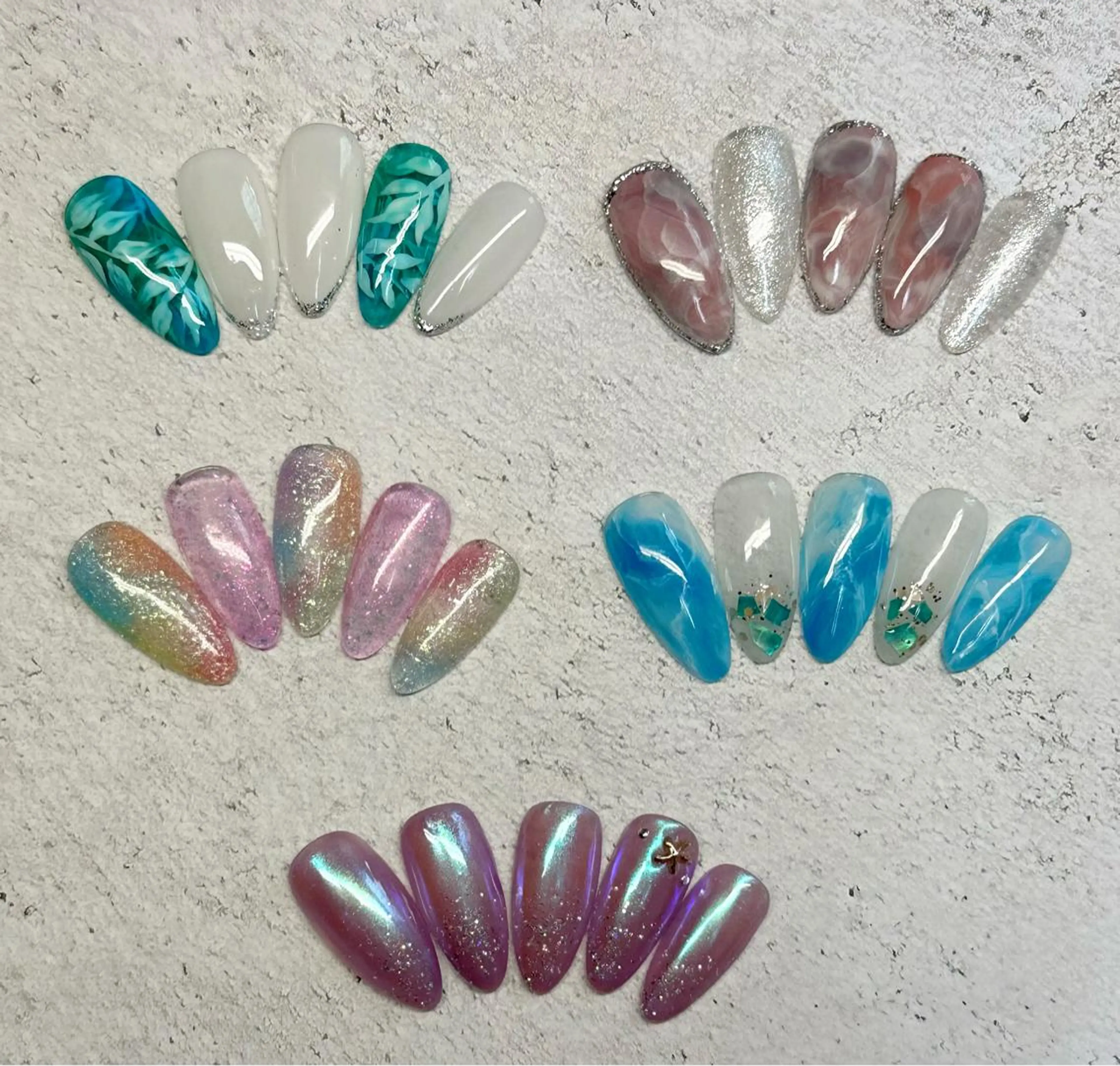 ネイル ブルー ニュアンスネイル 夏ネイル M.N_ nailのネイルデザイン