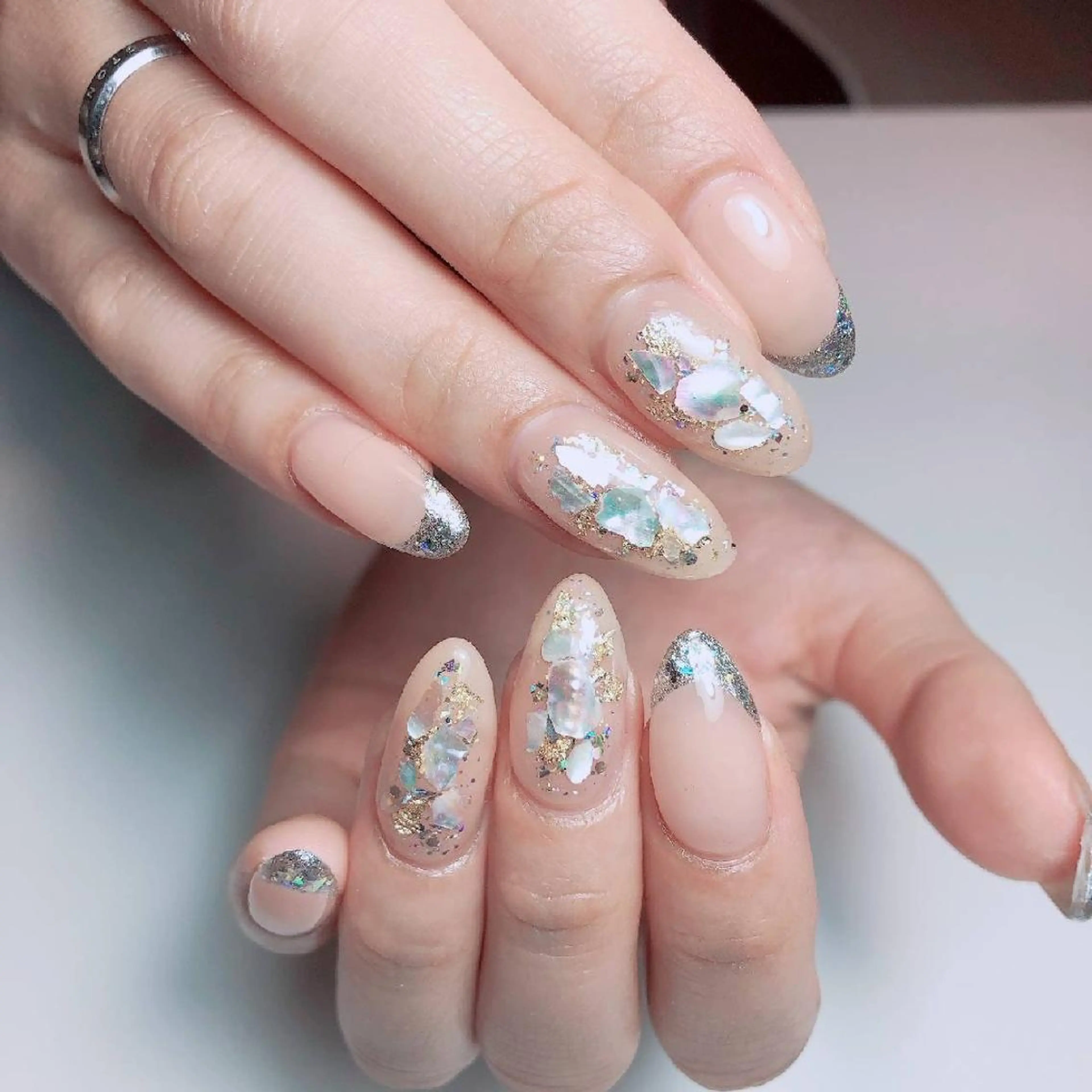 ロング ネイル フレンチネイル ガラスフレンチ ☺︎山部 志麻☺︎のネイルデザイン