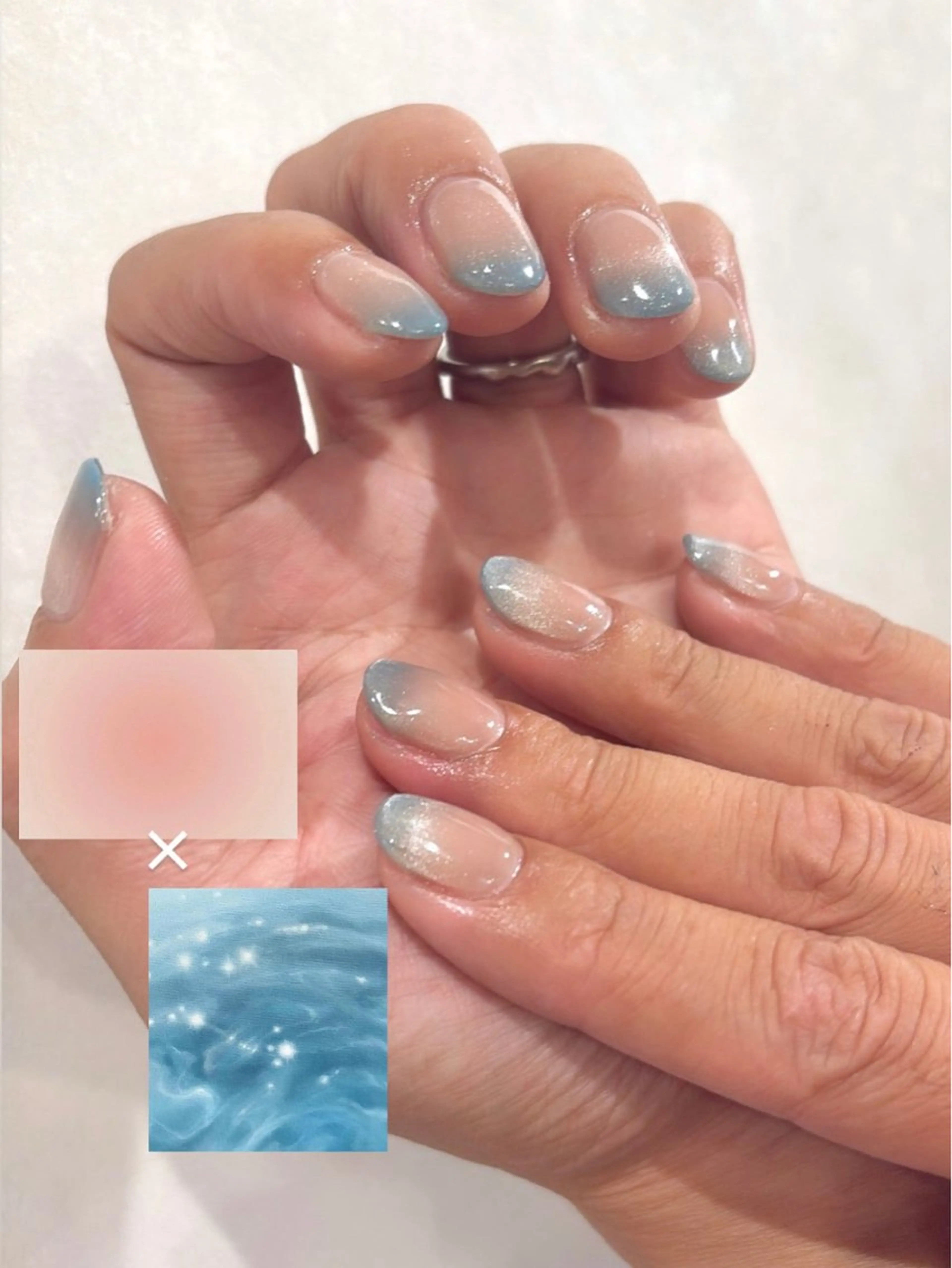 ネイル グラデーション キラキラネイル ラメ(グリッター) ラメグラデーション 水色 ハンドネイル enurk店 🍋 丸谷みく♥のその他イメージ