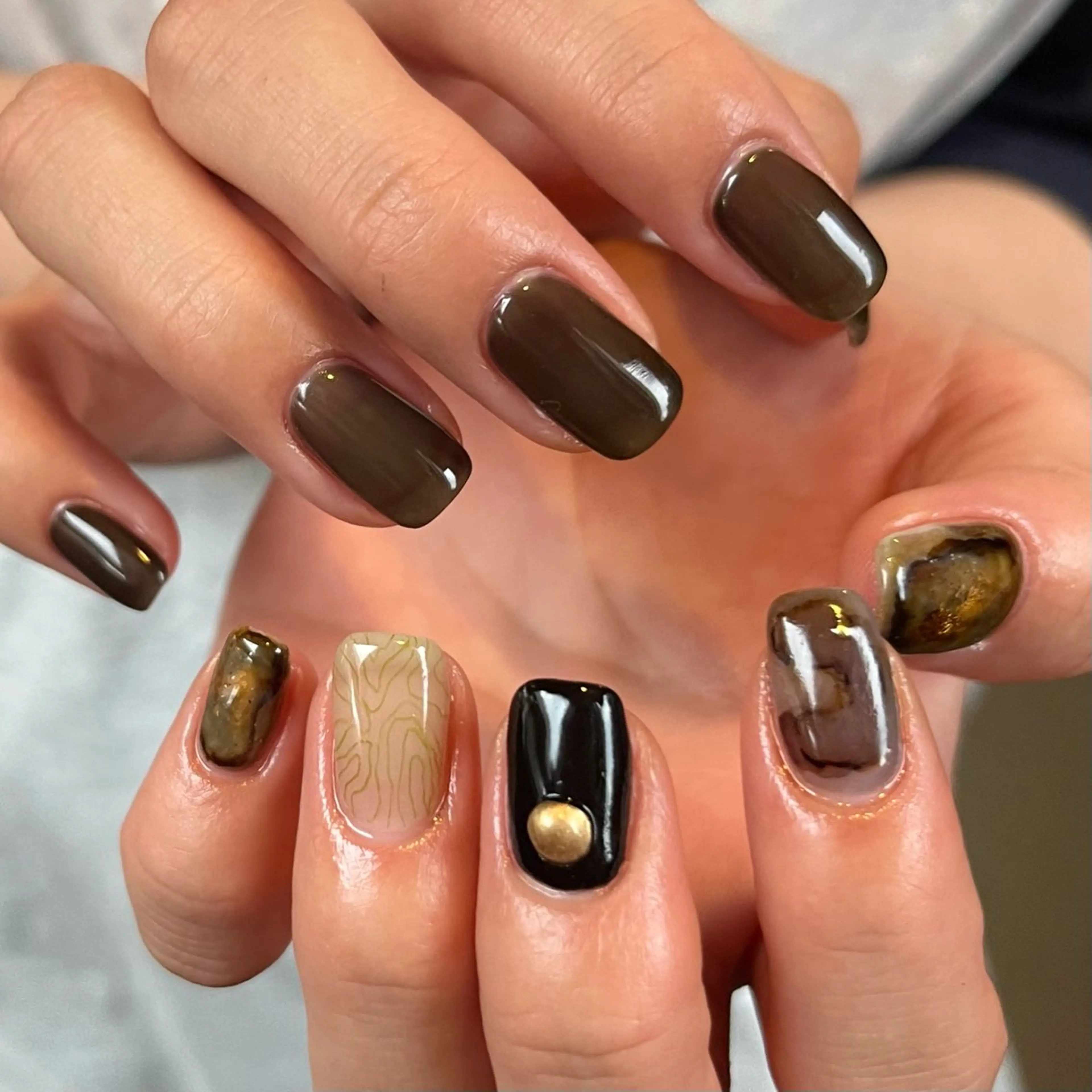 ネイル グリーン 持ち込み ハンドネイル nail salon O (en)所属・vegh. nail／阿波座のネイルデザイン
