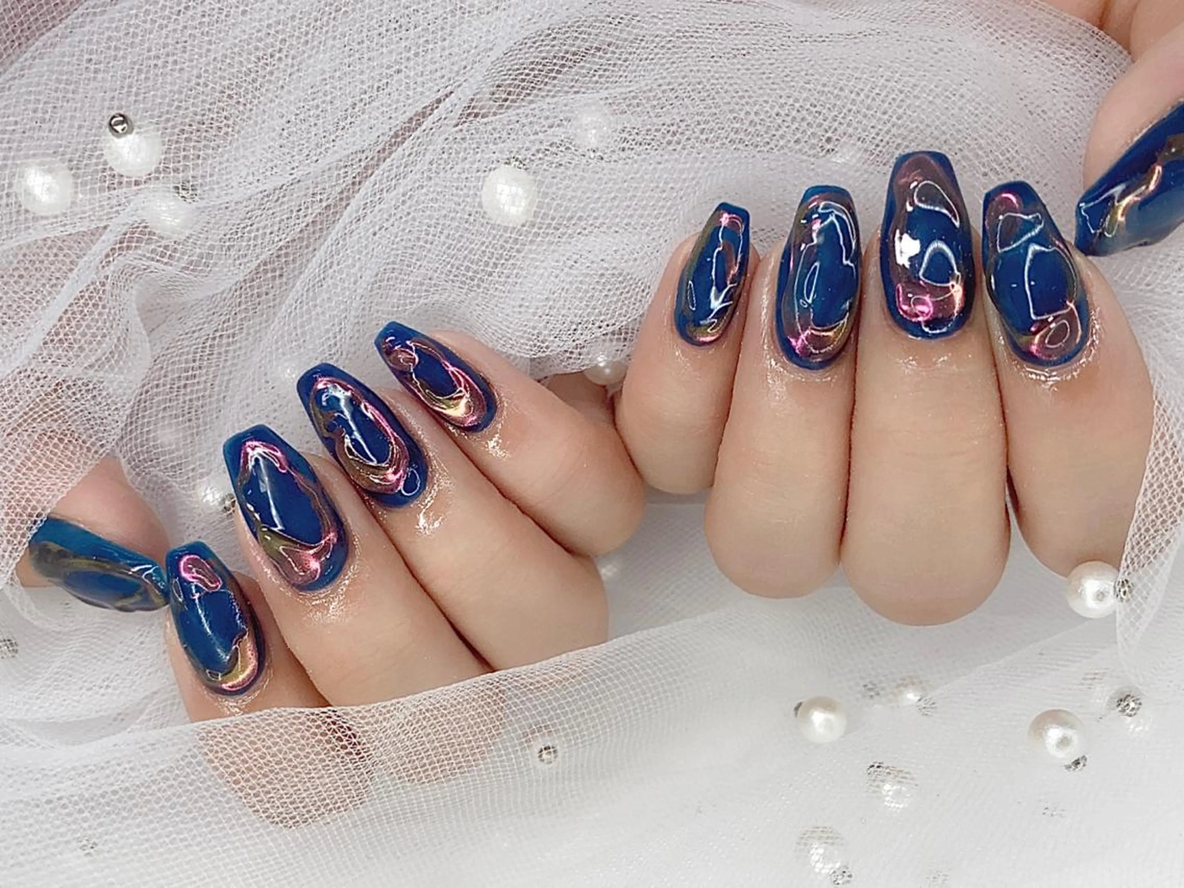 ネイル I-nailロング /ワンホン/キラキラのネイルデザイン