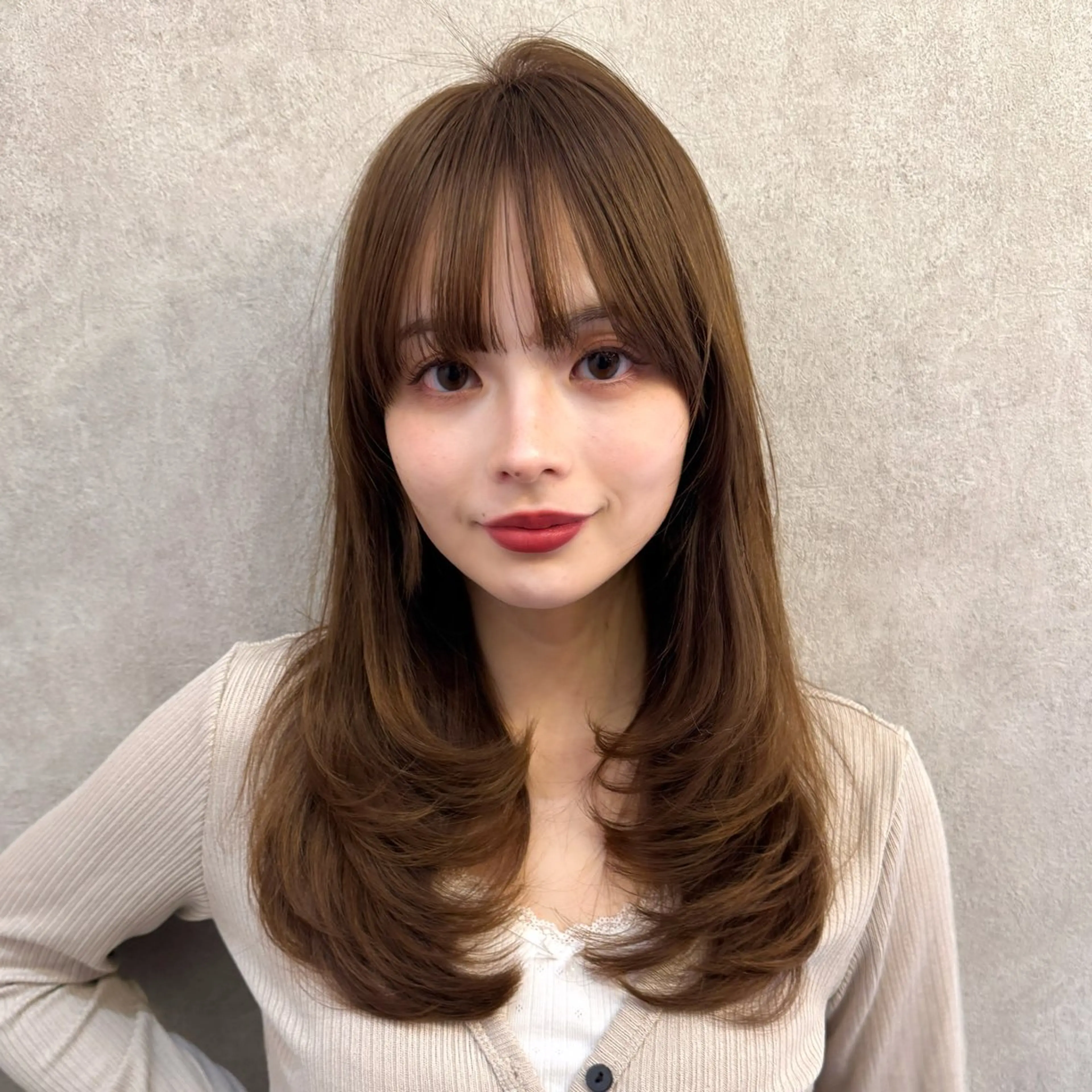 セミロング レイヤーカット カット ヘアカラー トリートメント 🎀しゅな/韓国 レイヤー/透明感♡のヘアスタイル