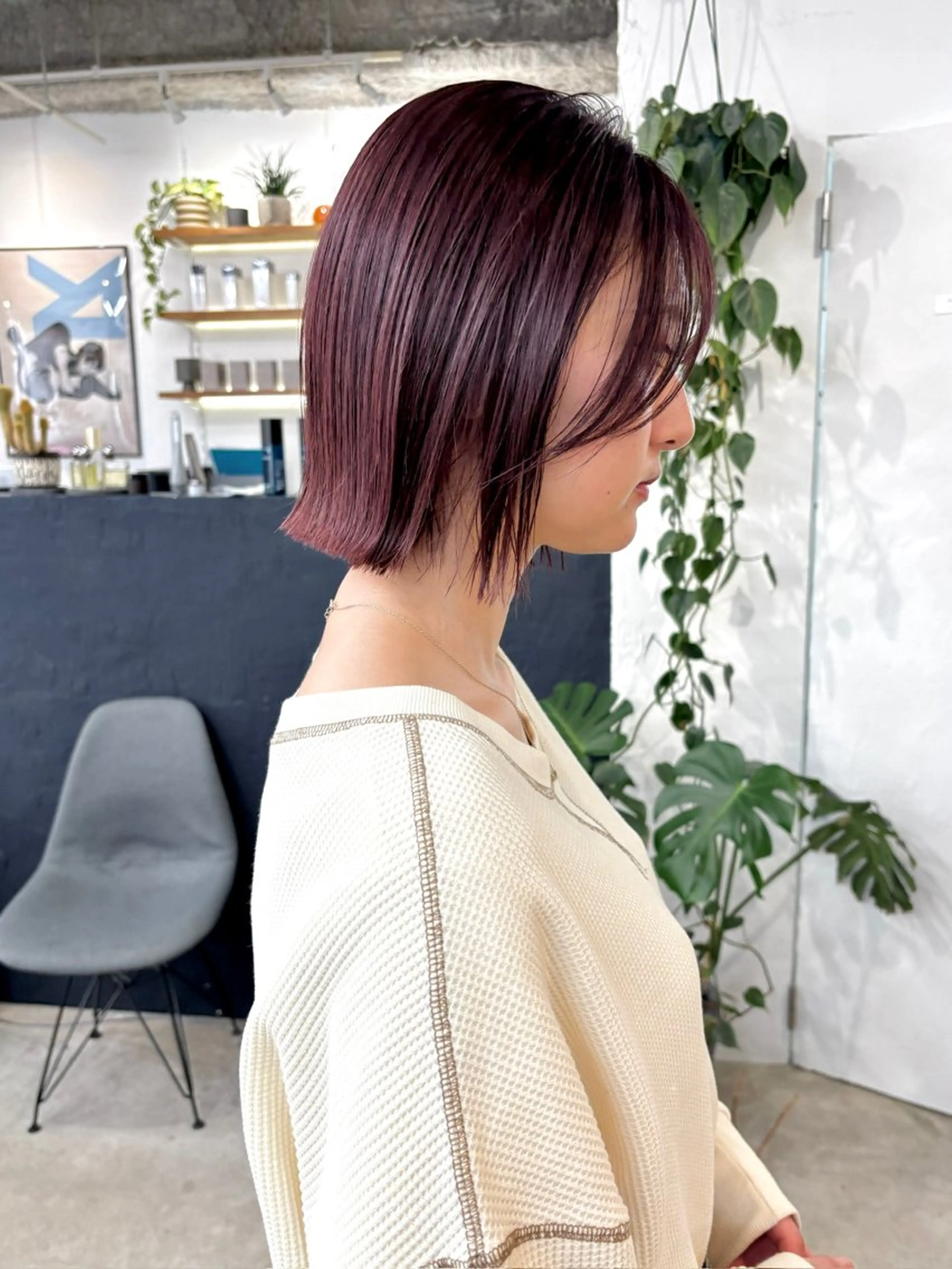 ミディアム カラー ブリーチ ブラウンカラー カシス 透明感カラー ラベンダーカラー 暖色カラー/天神/ ヘイマサクラのヘアスタイル