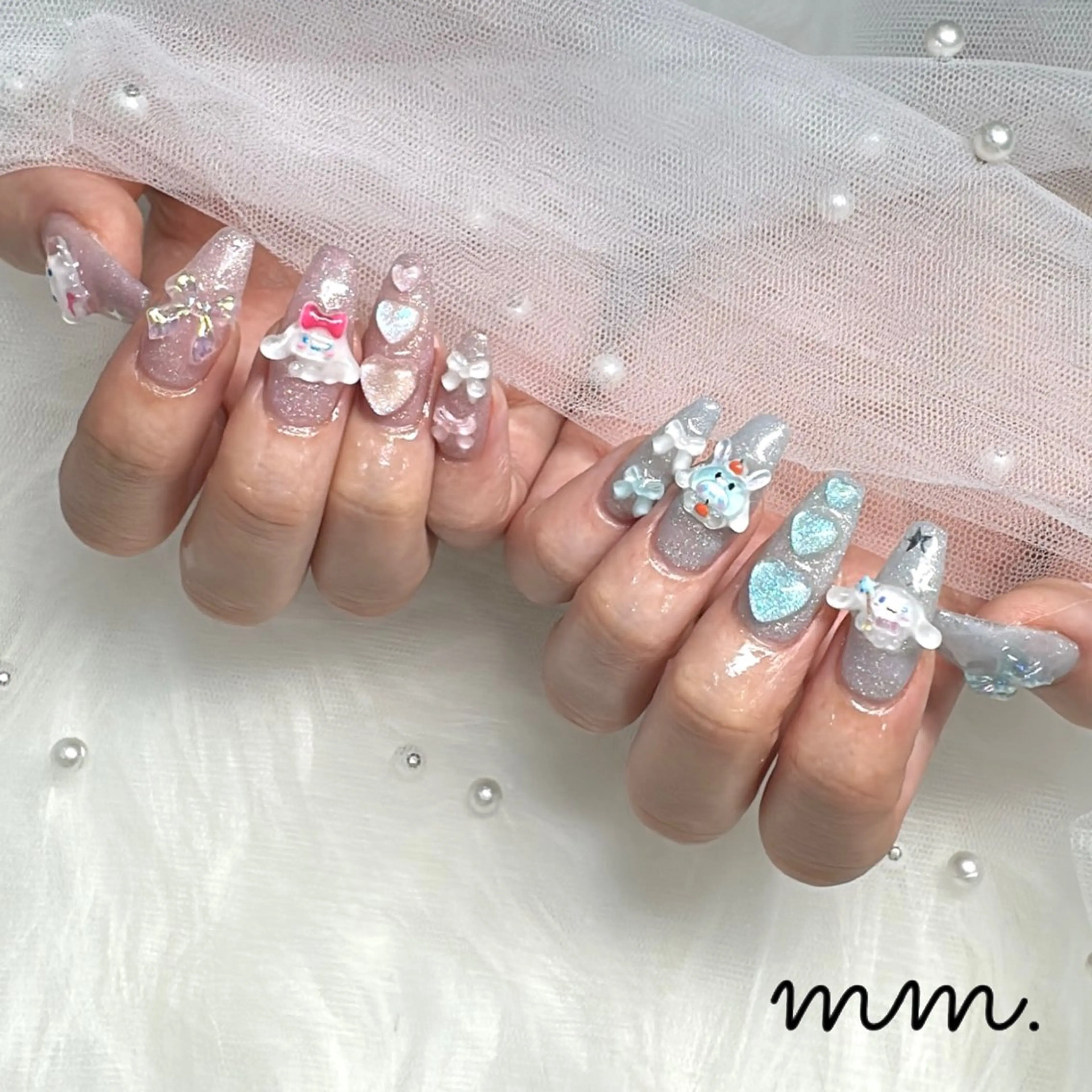 ネイル ハンドネイル 🩷🩵mm.大宮 Riyo🧸🩵🩷のネイルデザイン