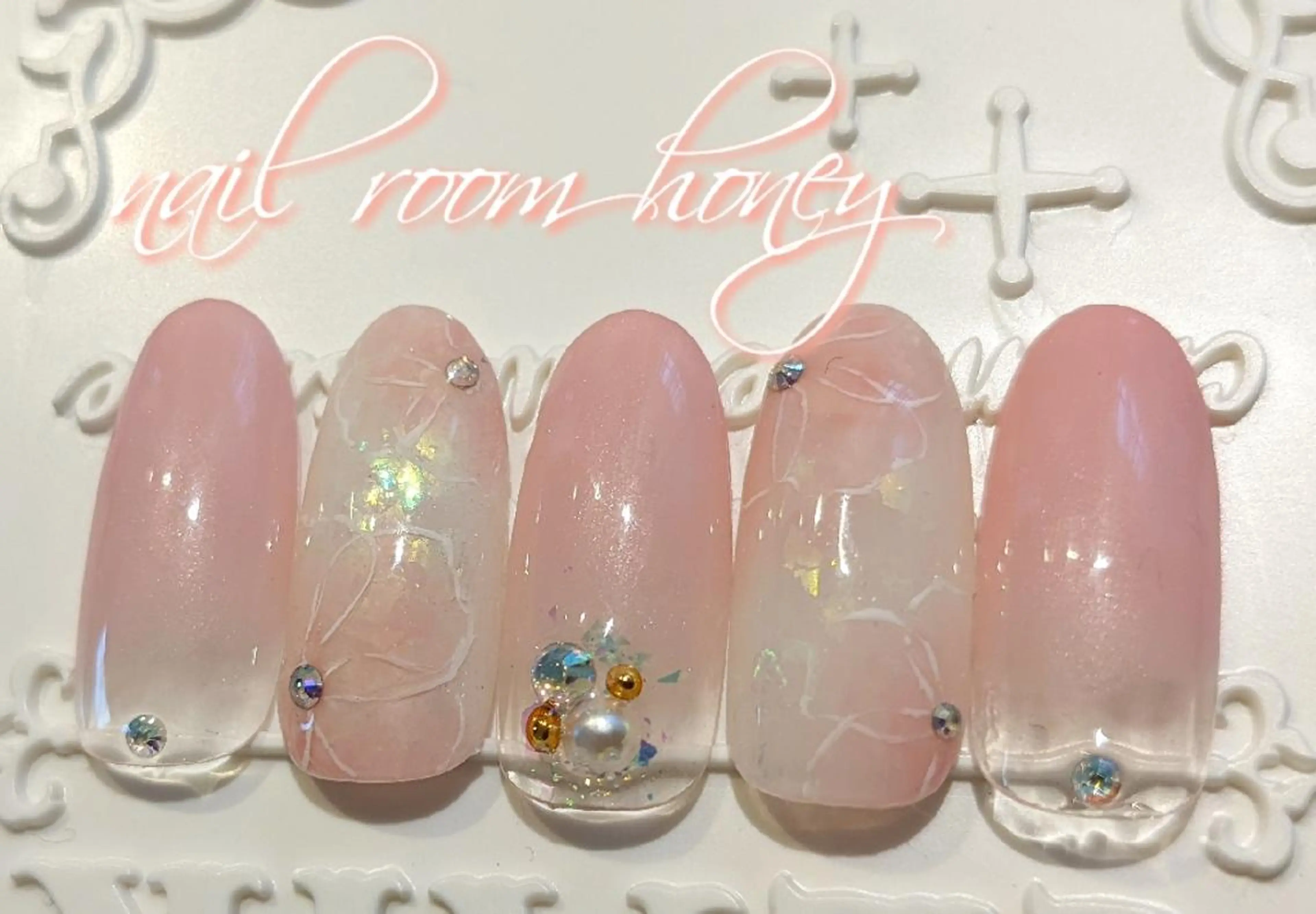 ネイル アートネイル フラワーネイル 春ネイル ハンドネイル nail room  honeyのネイルデザイン