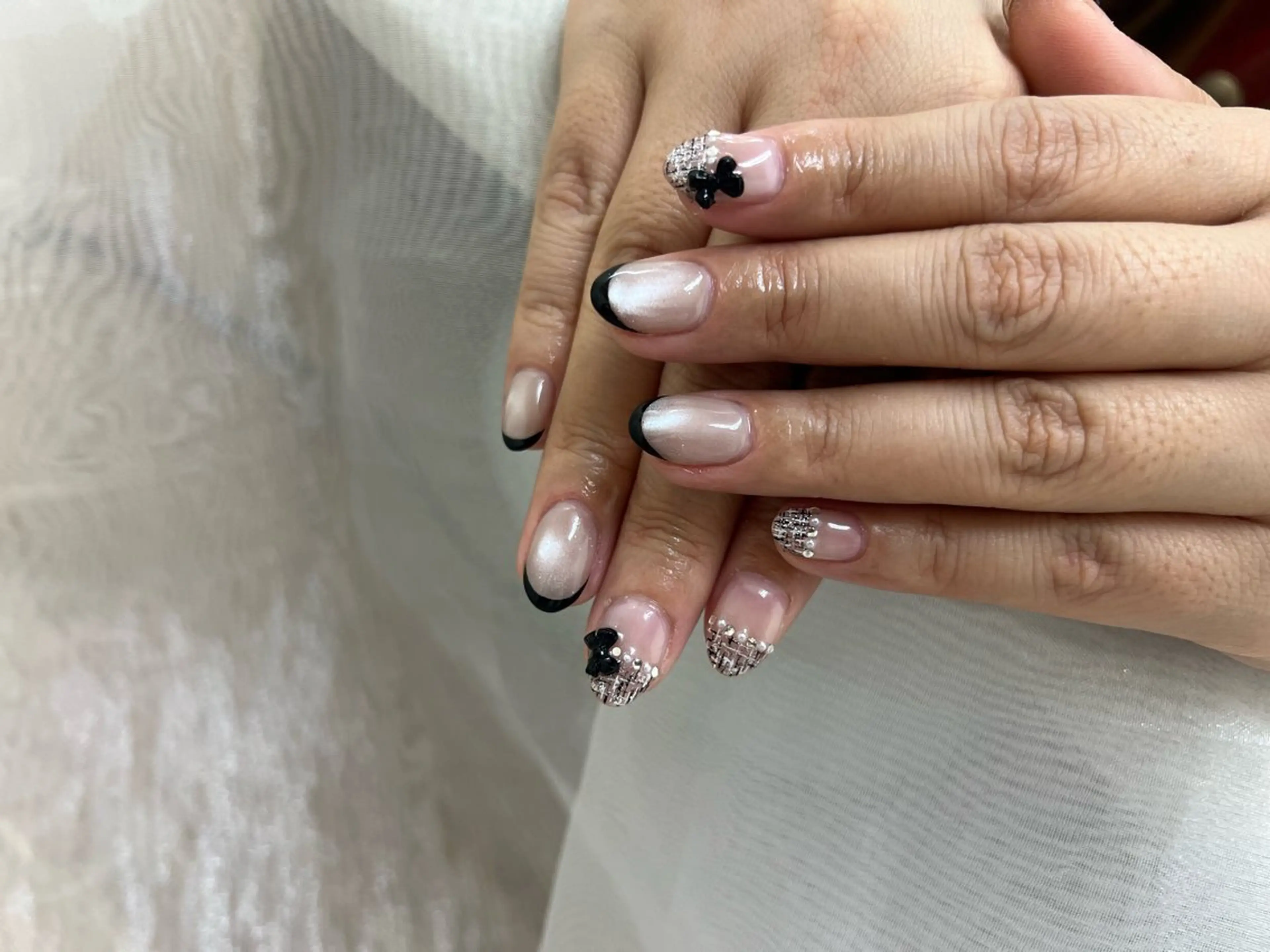 ネイル フレンチネイル ツイードネイル 🌺新小岩VILL Asa.のネイルデザイン