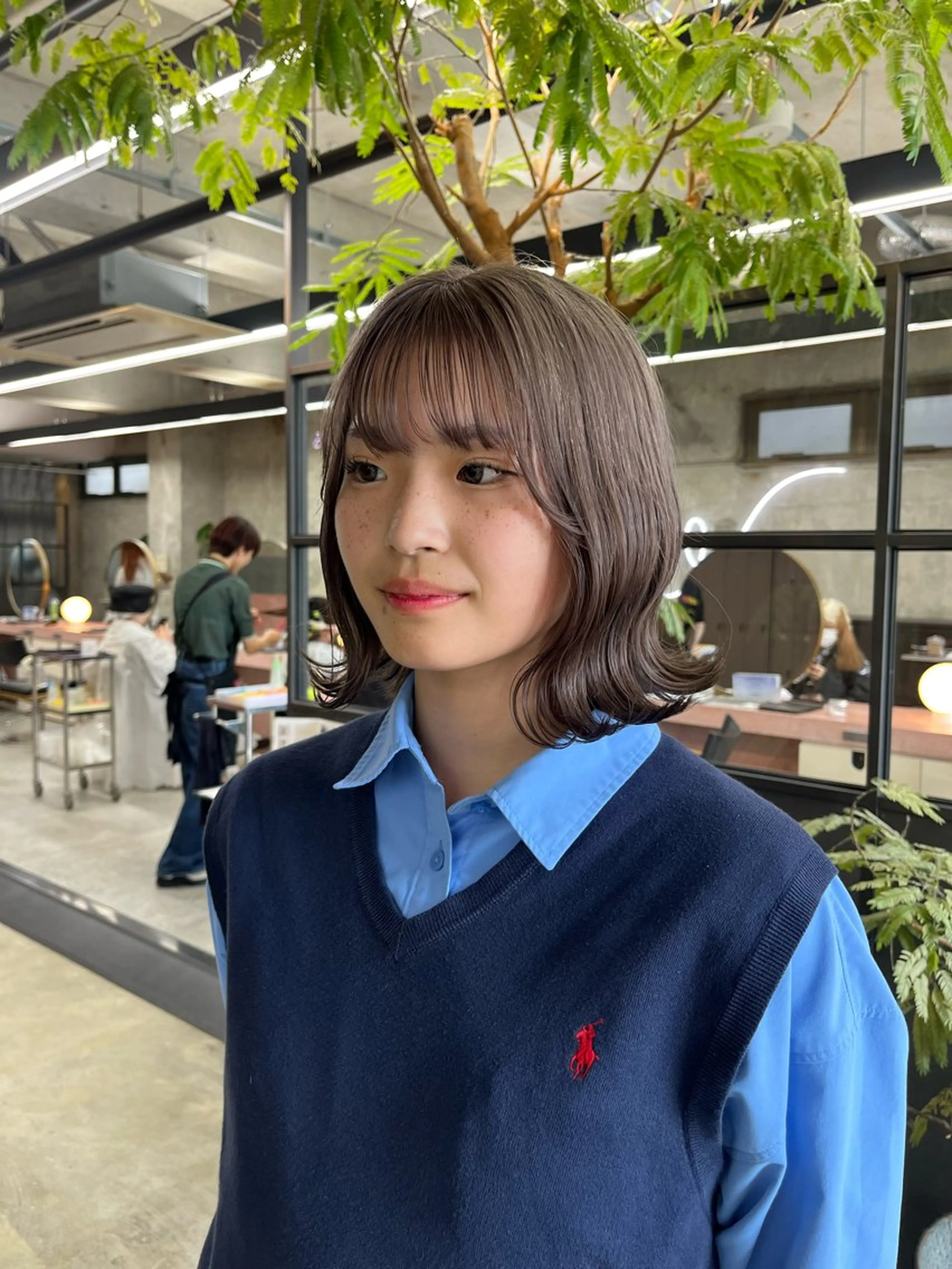 ミディアム ヘアカラー パーマ/オリーブ/ 酸性ストレート/ゆなのヘアスタイル