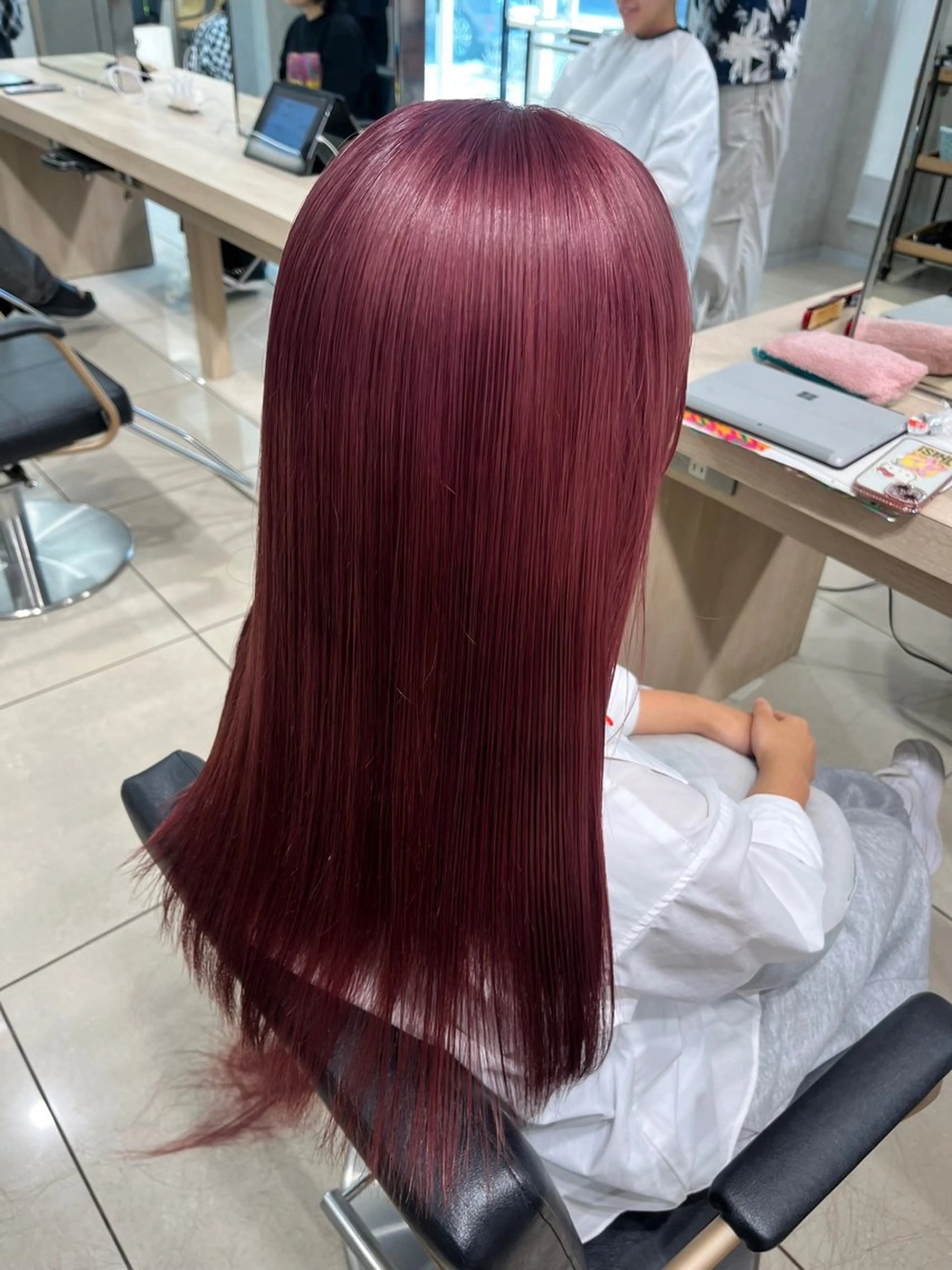 ロング カラー ブリーチ ケアブリーチ ピンクカラー 縮毛矯正 トリートメント カット ヘアカラー 巖本 真希のヘアスタイル