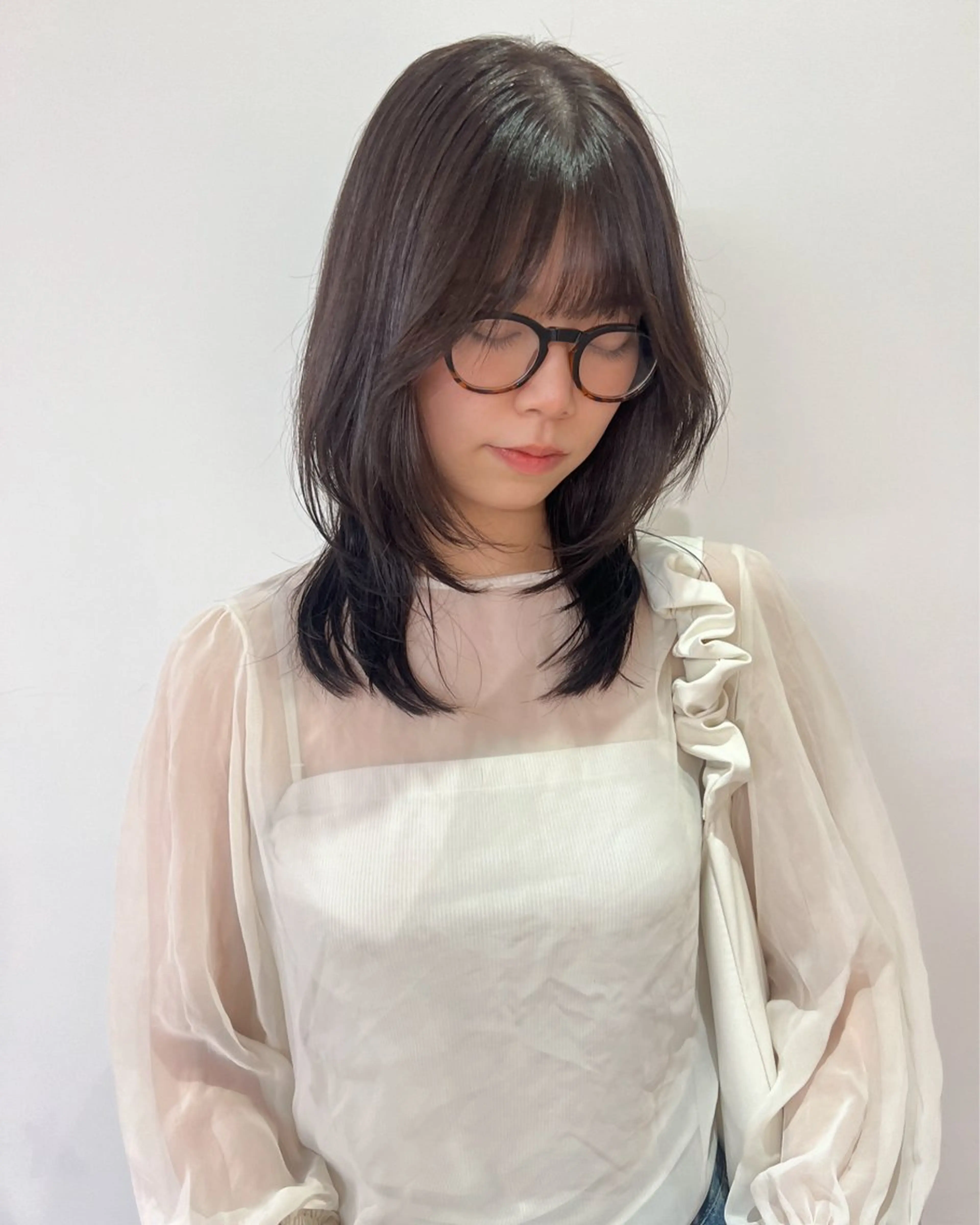 ミディアム カラー カット ヘアカラー MARU レイヤー/パーマのヘアスタイル