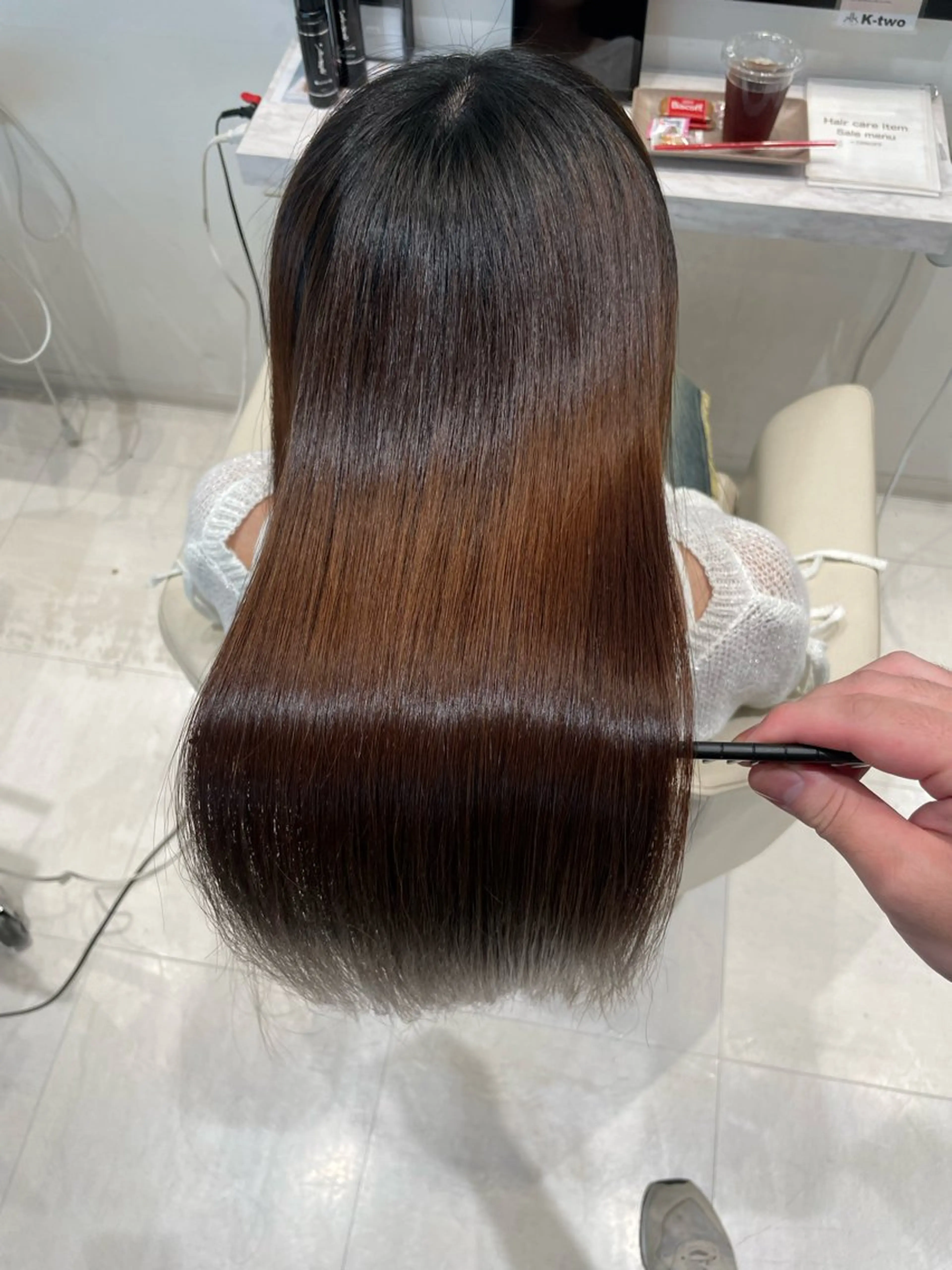 ロング パーマ 髪質改善 縮毛矯正 トリートメント カット 縮毛矯正 トリートメント k-twoたき✨艶感 カラー／美髪矯正のヘアスタイル