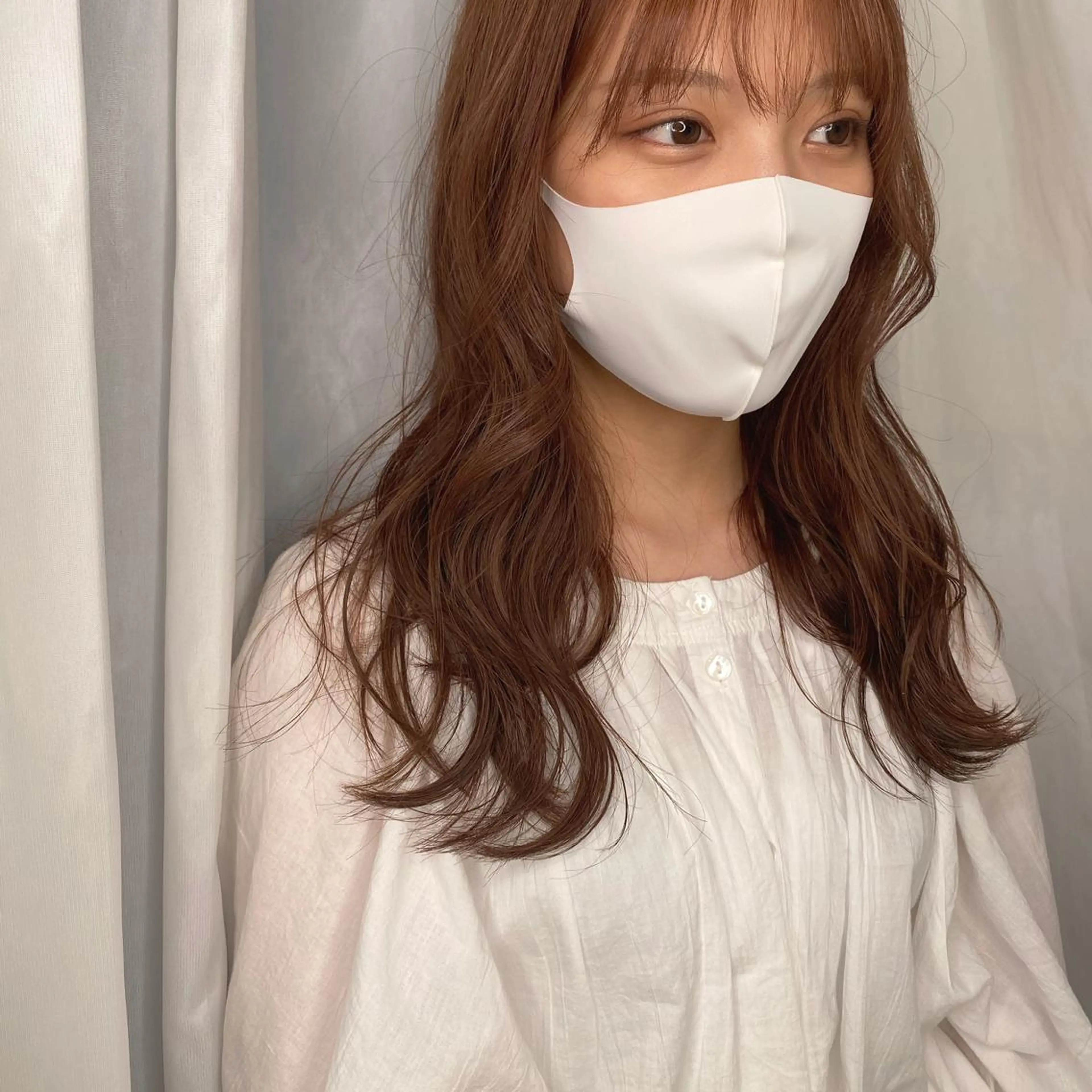 セミロング カラー ブラウンカラー ピンクカラー 似合わせカット ナツミ/透明感カラー /酸性ストレートのヘアスタイル