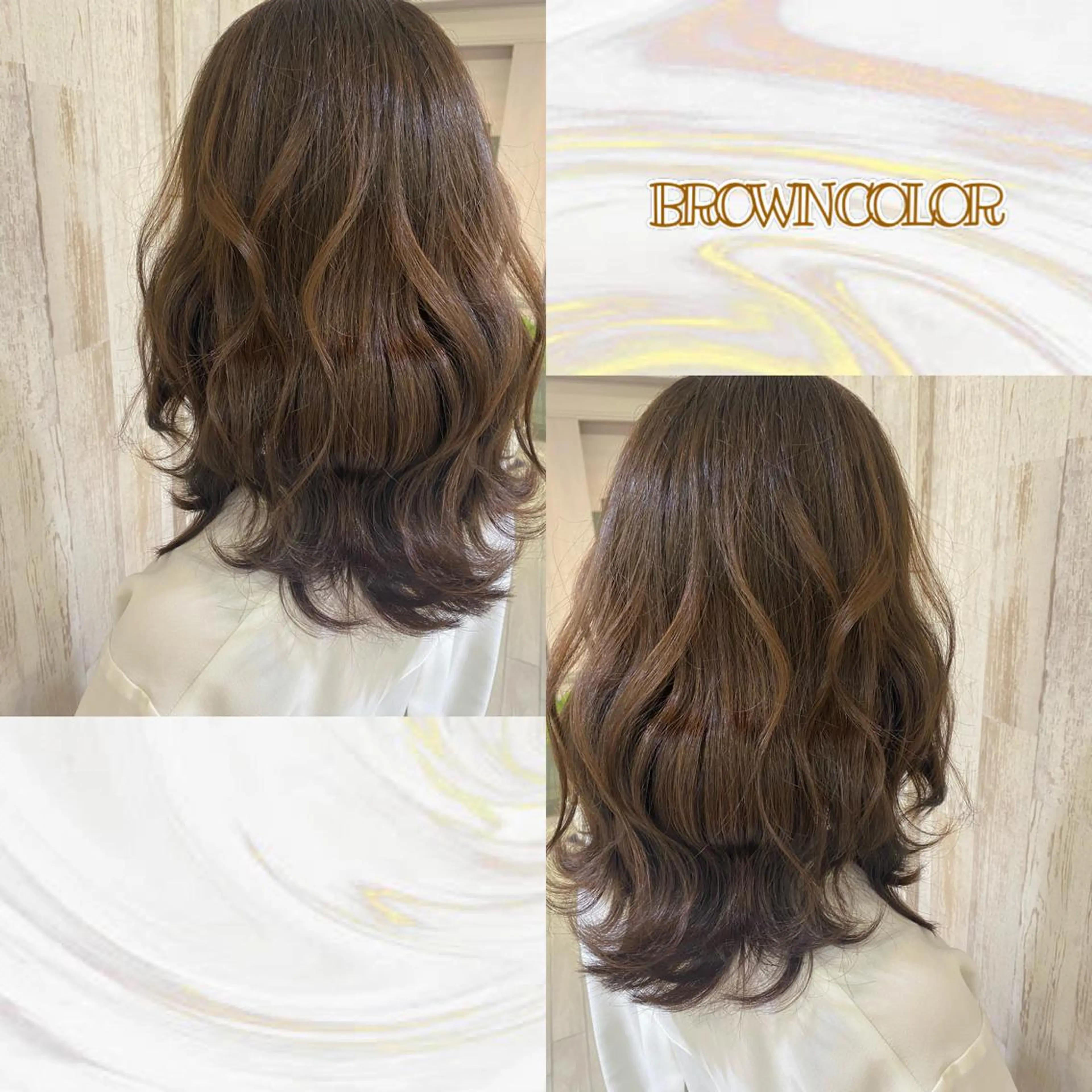 セミロング カラー ブリーチ ブラウンカラー ブリーチなしカラー 🌼NAMI 🌼のヘアスタイル