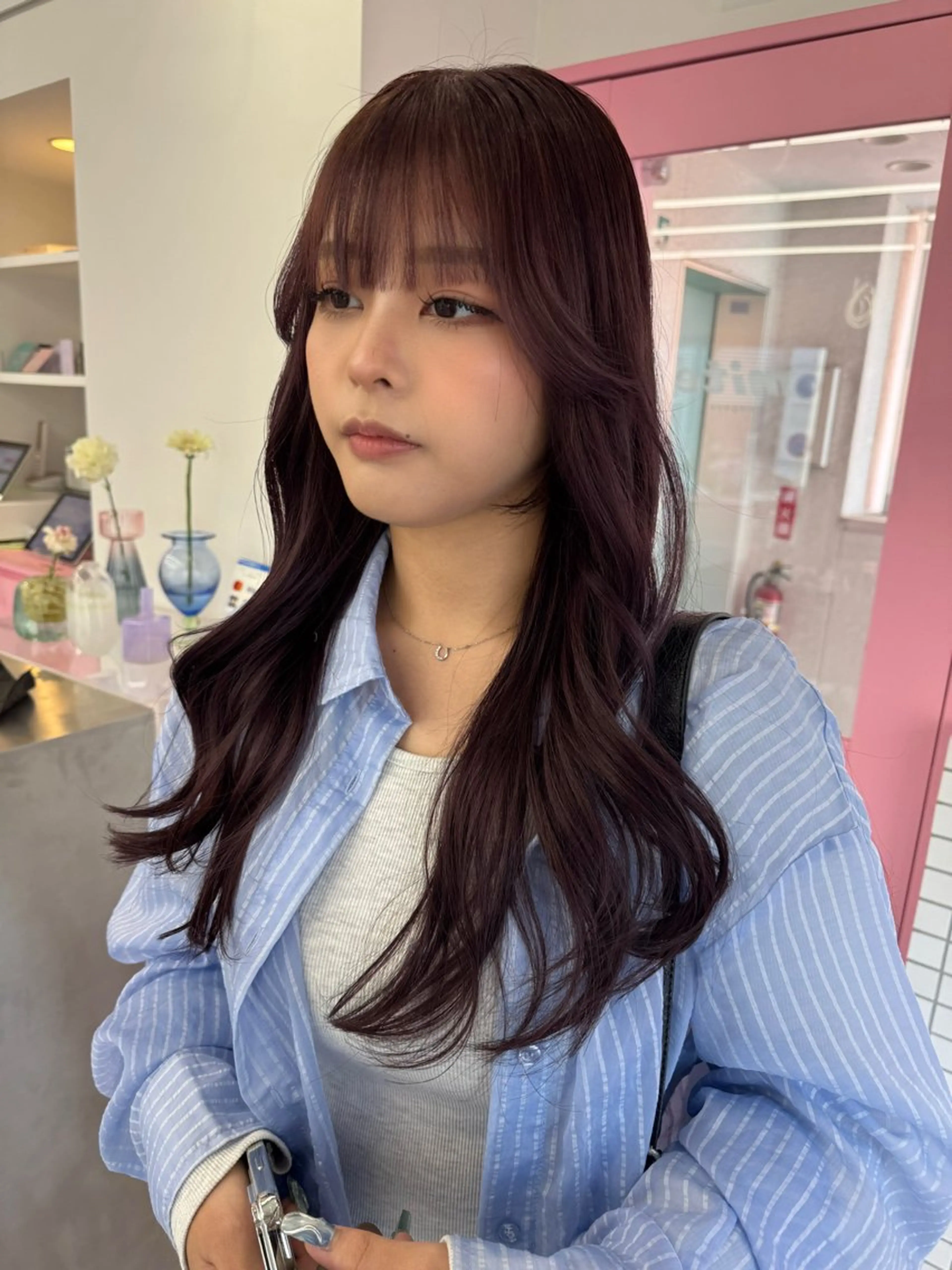 ロング カラー ブリーチ ブラウンカラー ダブルカラー ラベンダーカラー ブリーチなしカラー カット ヘアカラー トリートメント レイヤーカット/暖色 カラー/saraのヘアスタイル