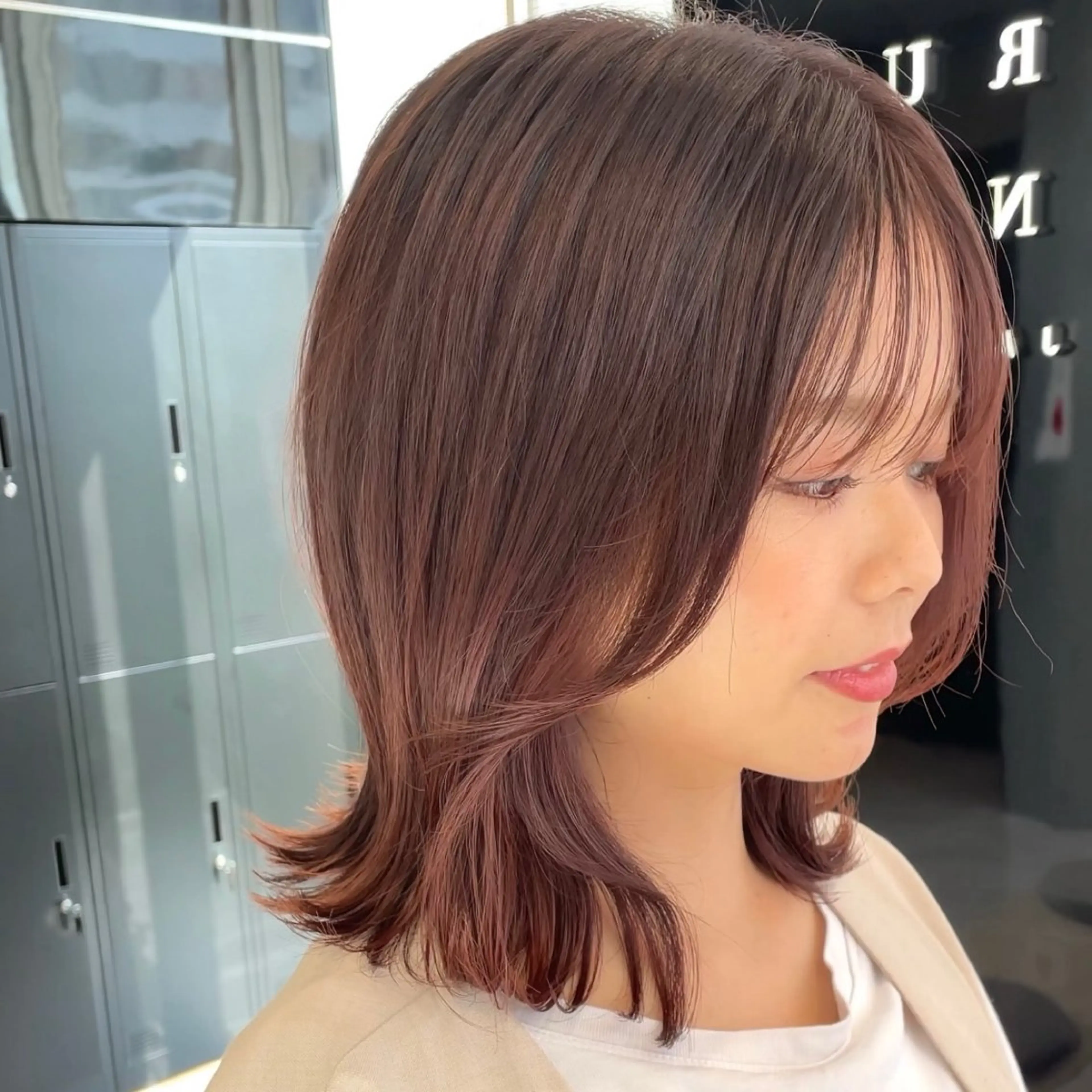 ミディアム カラー ブラウンカラー ピンクカラー ピンクブラウン 顔周りカット HARUKI MINATO Japan SENDAI所属・🌈【透明感・韓国 ヘア】がっきー🌈のヘアスタイル